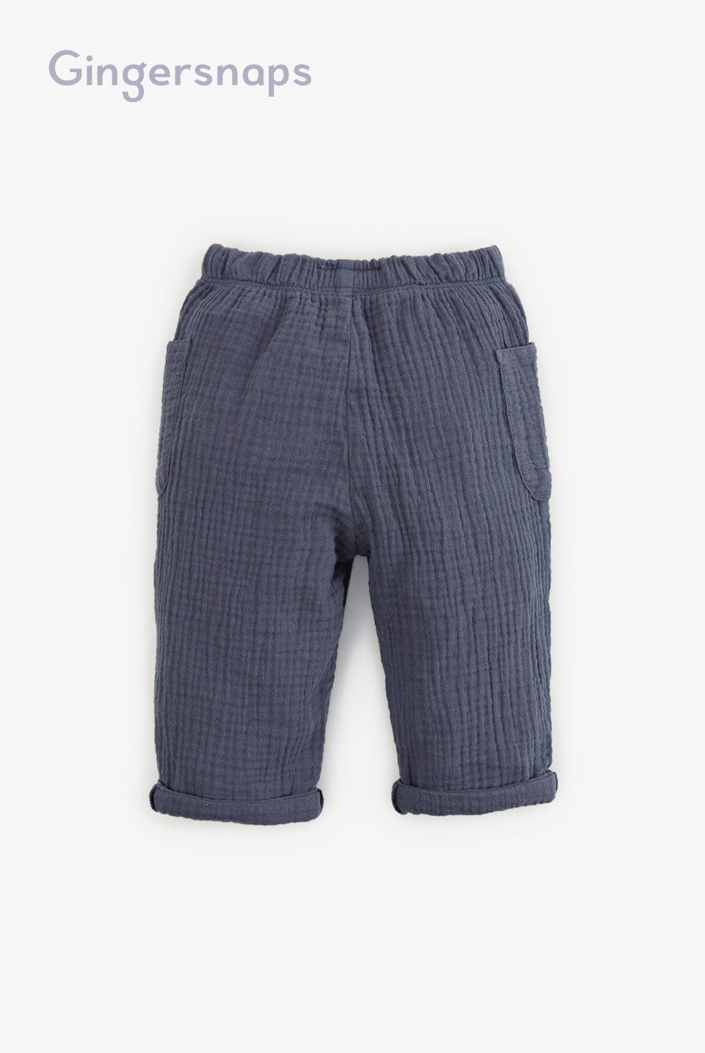 جينجرسنابس بنطلون اطفال رضع ولادي سادة برباط وسط بجيوب جانبي أزرق