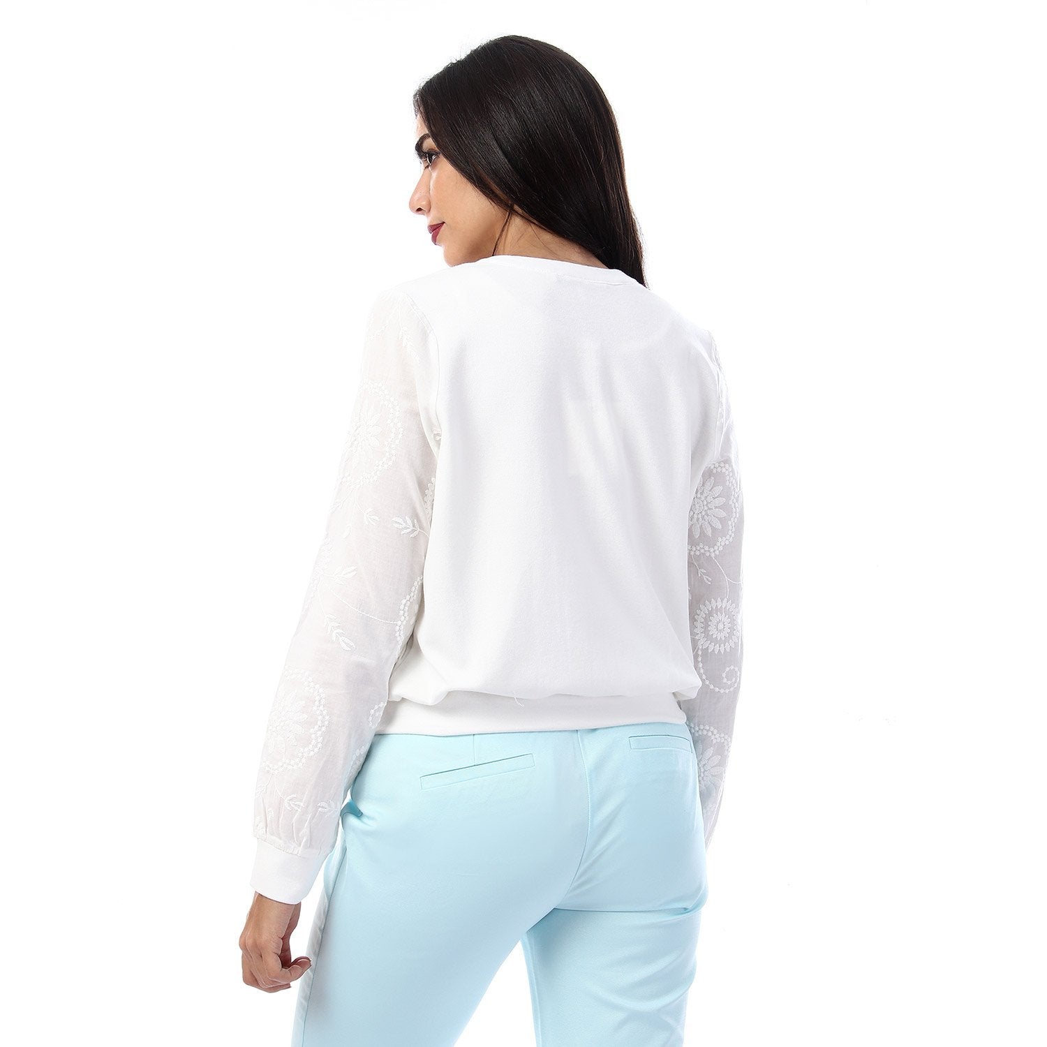 داليدرس جاكيت سادة بسحاب كم طويل نسائي أوف وايت