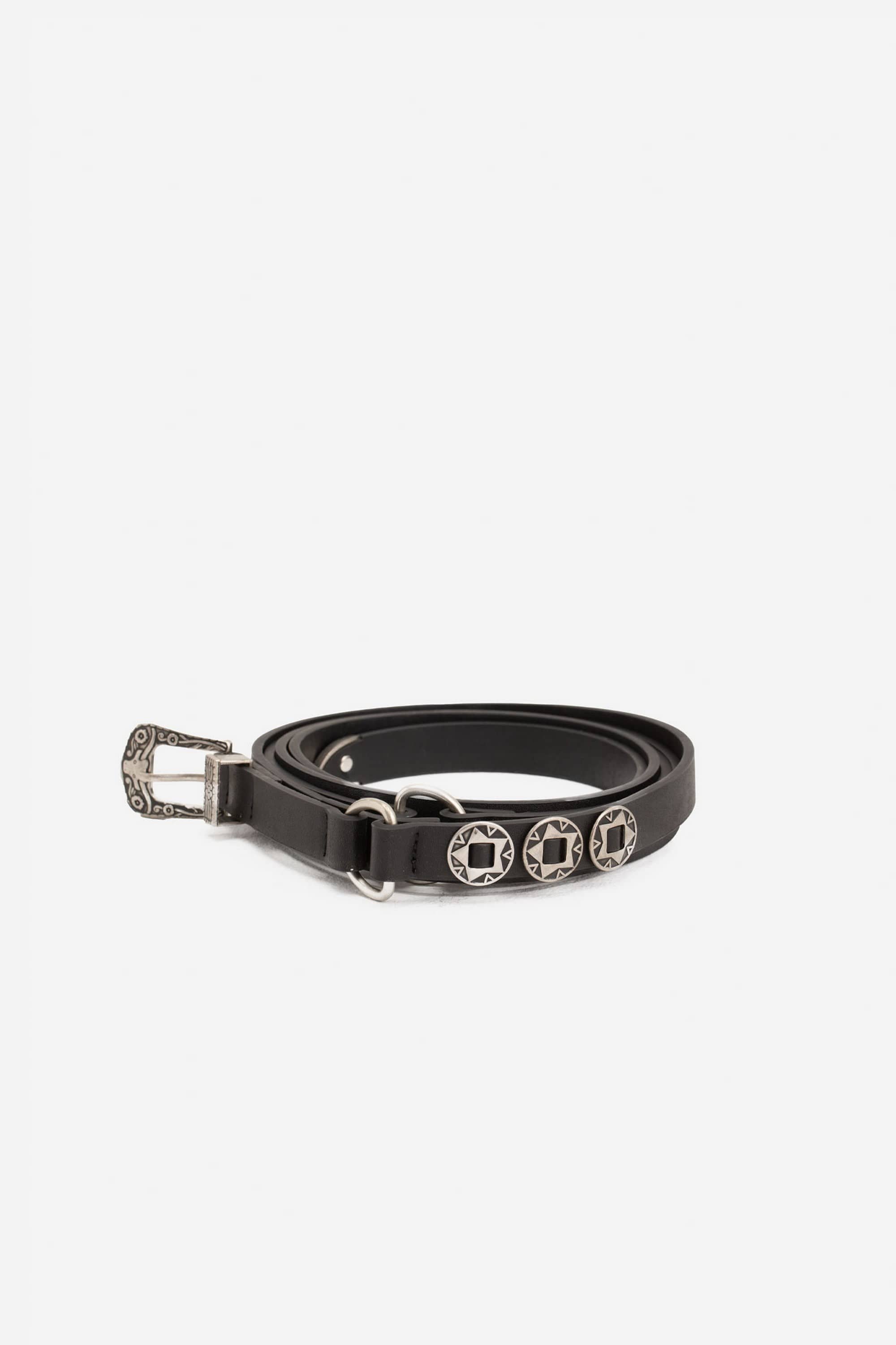 داليدرس حزام جلد بتوكة معدني مزين بتوك معدنية بالجانبب أسود