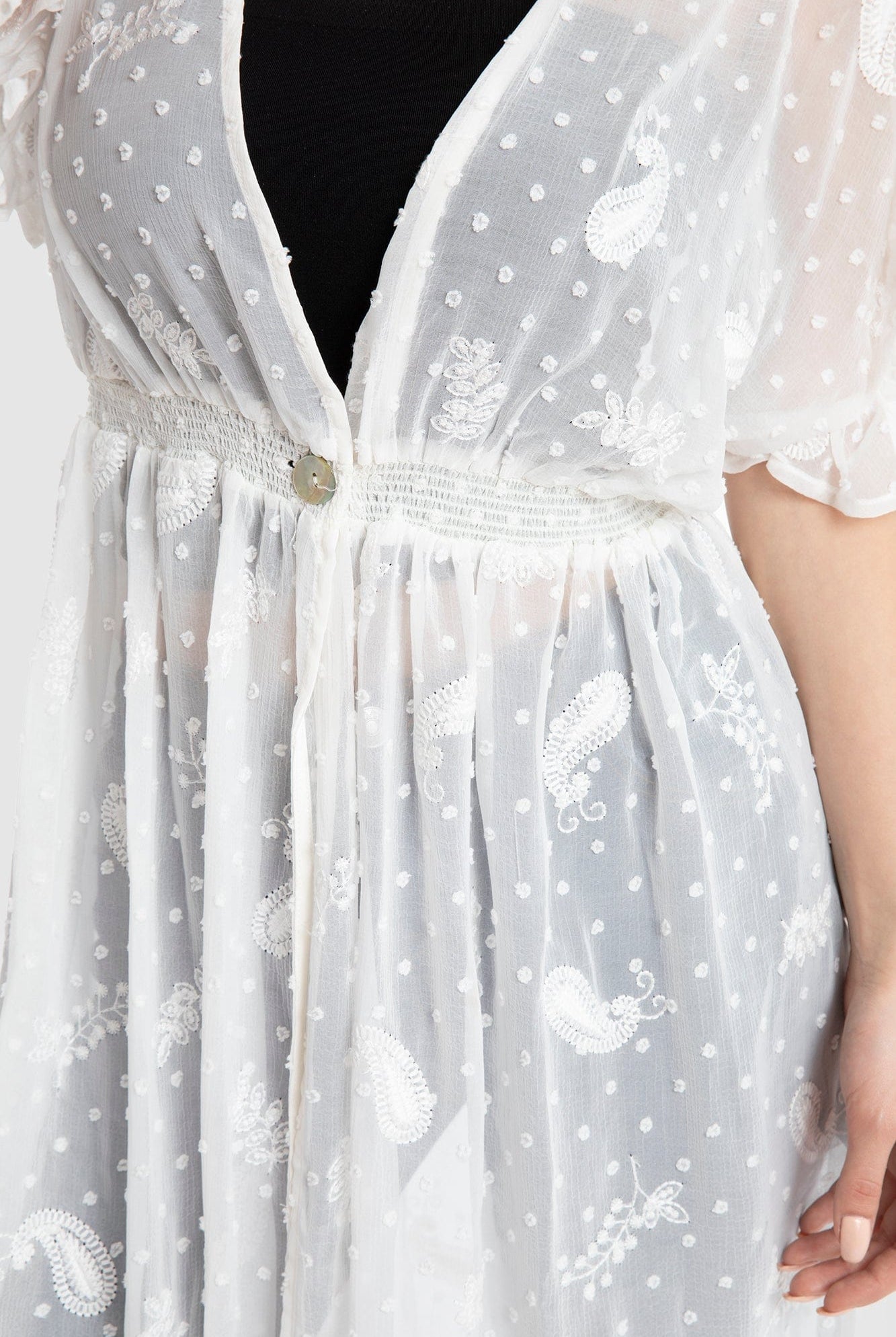 داليدرس كارديجان طويل مخصر كم قصير نسائي أبيض