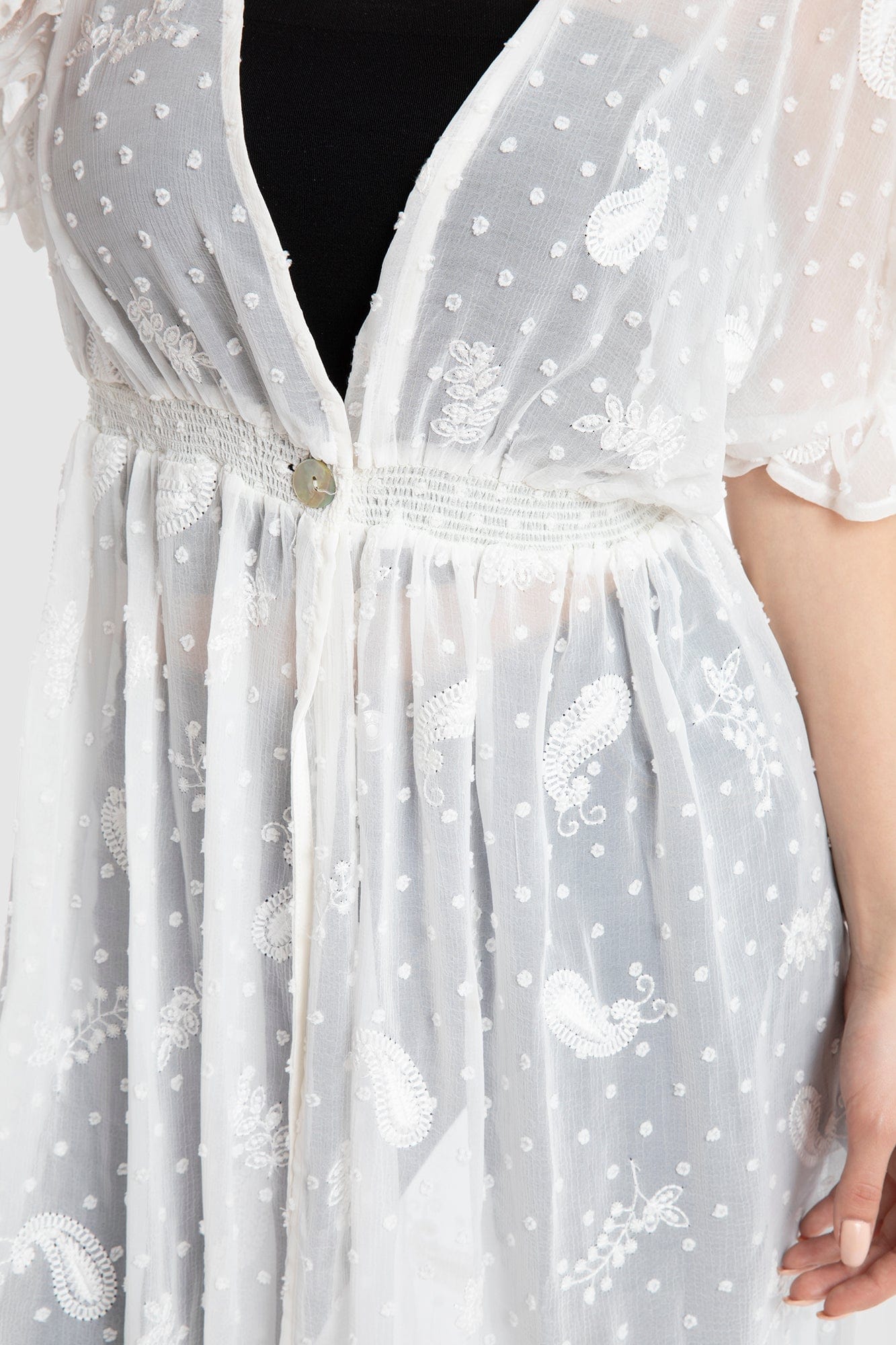 داليدرس كارديجان طويل مخصر كم قصير نسائي أبيض