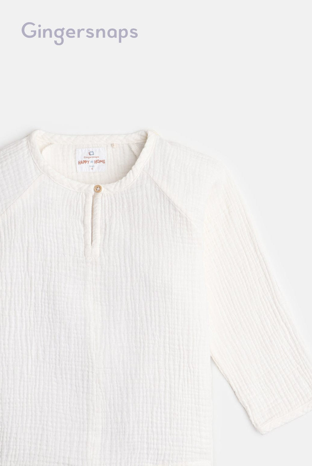 جينجرسنابس قميص بدون ازرار أولادي بكشكشة بكم أوف وايت