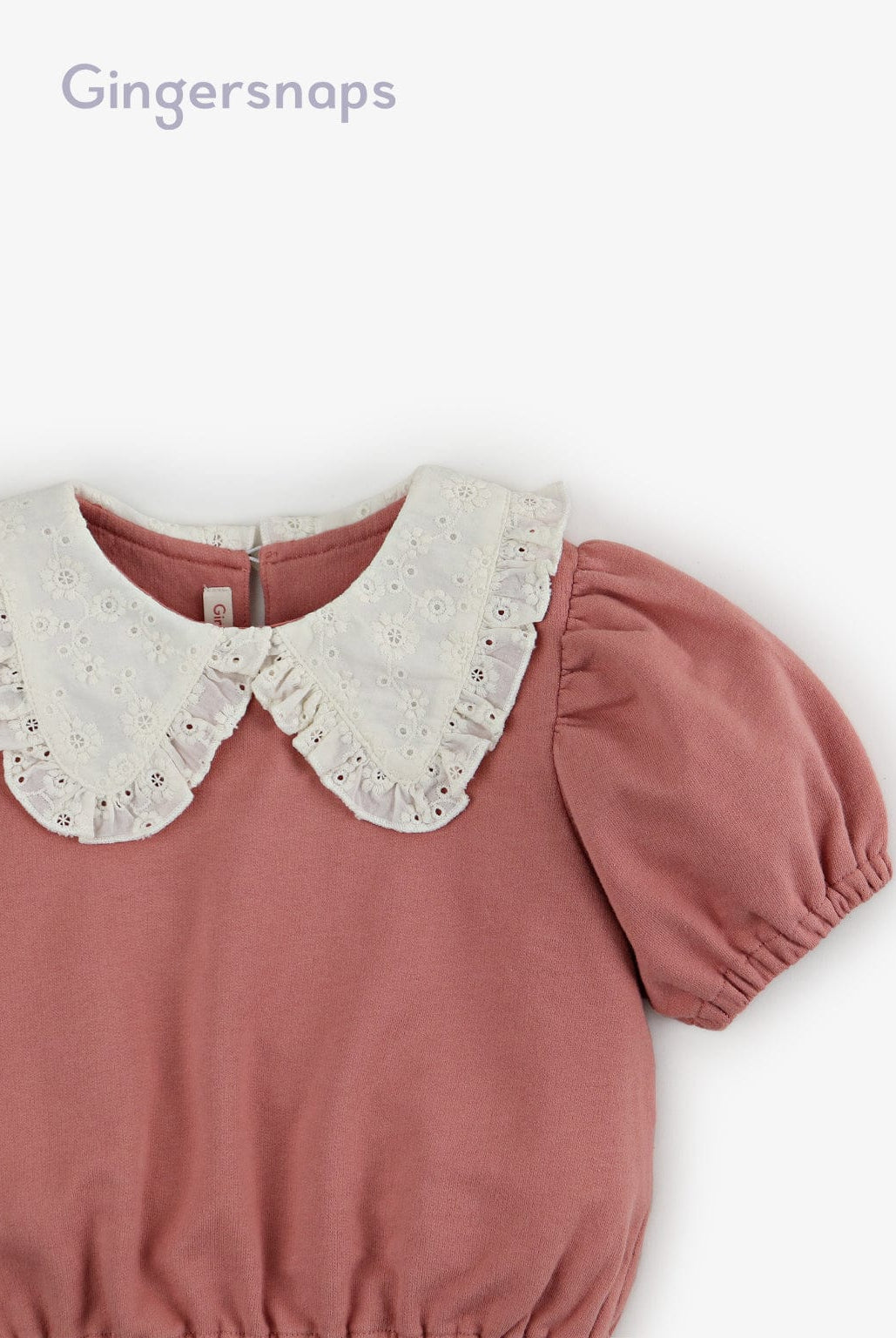 جينجرسنابس بلوزة بناتي سادة نص كم بف وردي