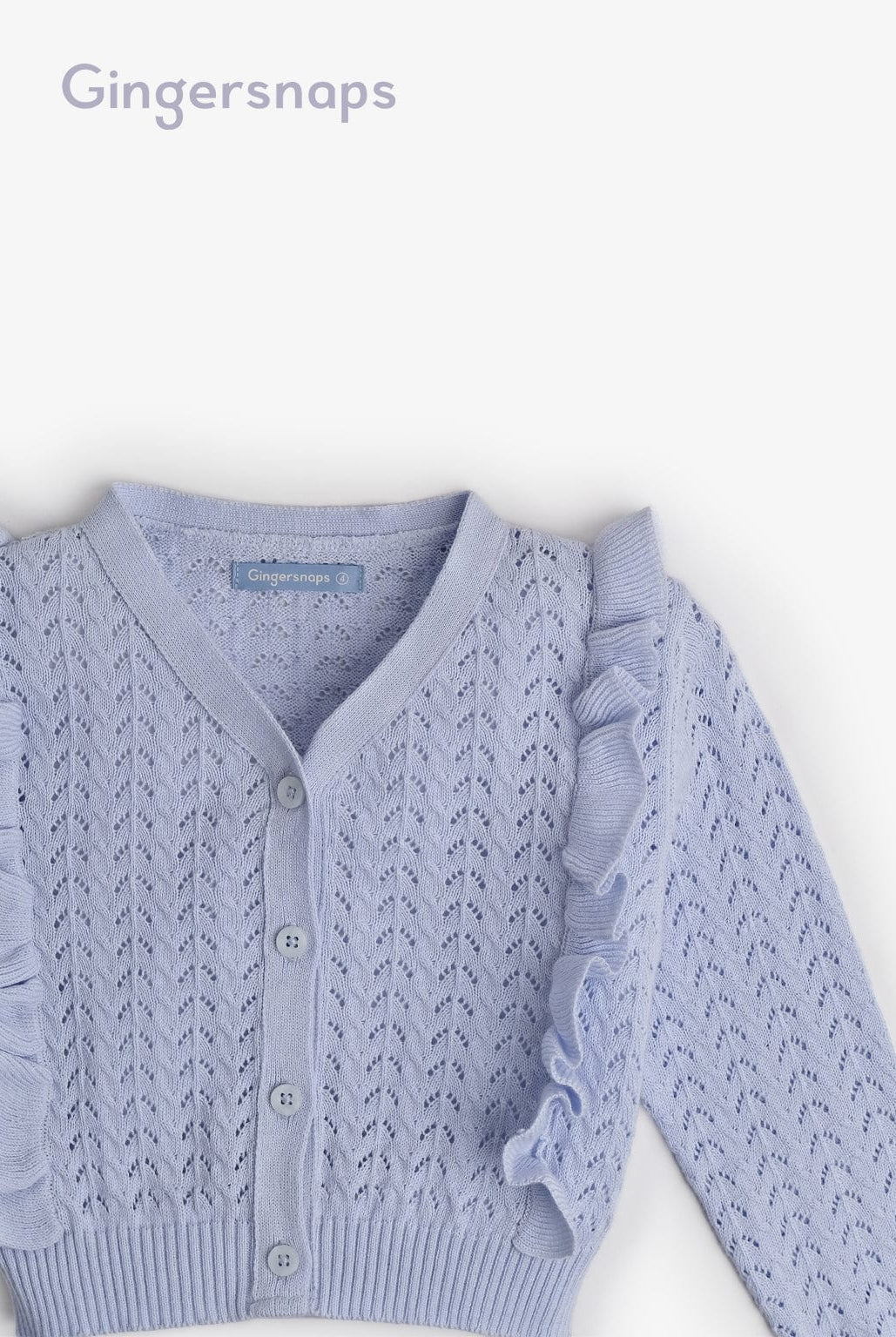 جينجرسنابس كارديجان أزرار أمامية كم طويل بناتي أزرق