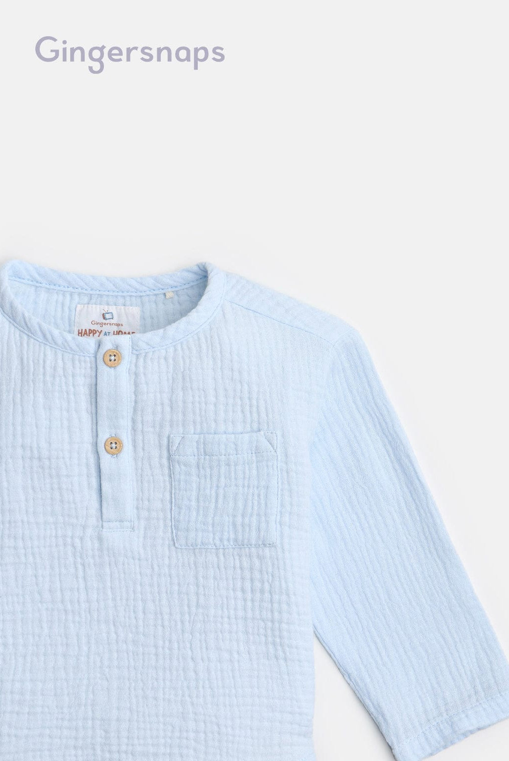 جينجرسنابس قميص منقوش كم طويل أولادي رضع أزرق فاتح
