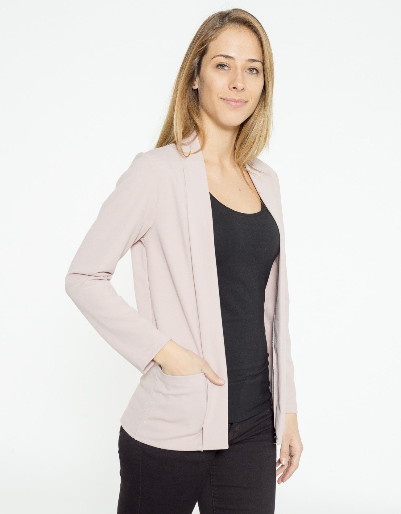 شانا جاكيت نسائي خفيف مفتوح أسود