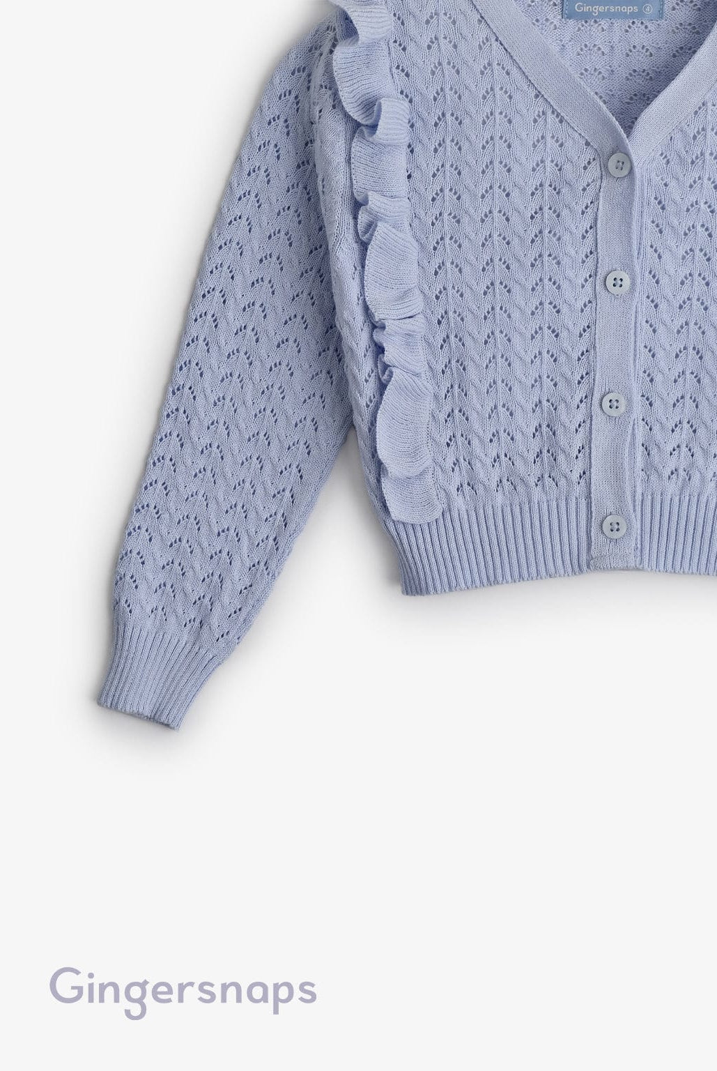 جينجرسنابس كارديجان أزرار أمامية كم طويل بناتي أزرق