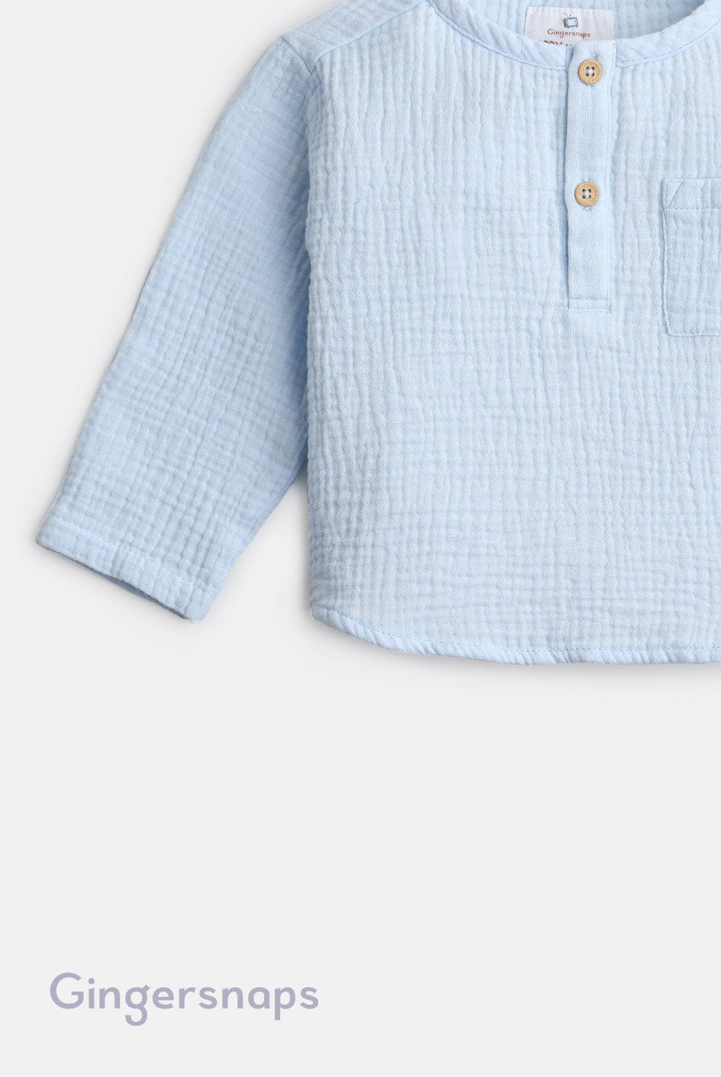 جينجرسنابس قميص منقوش كم طويل أولادي رضع أزرق فاتح