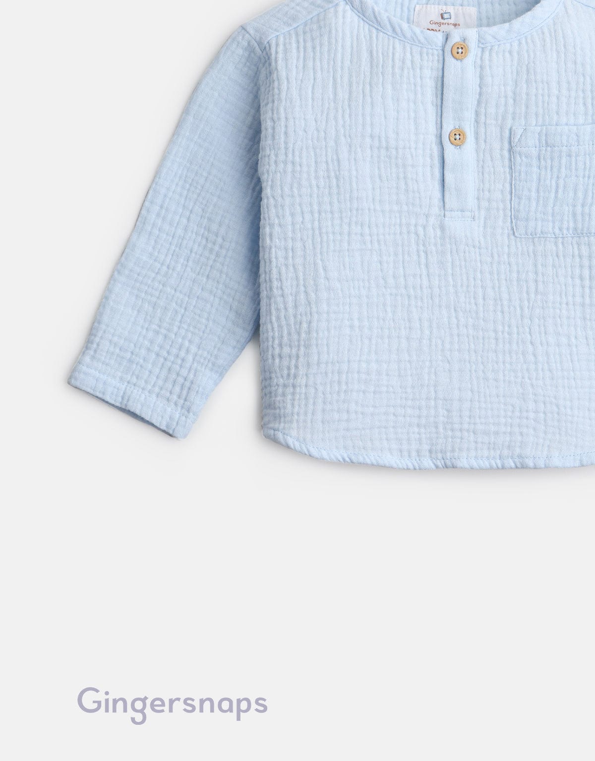 جينجرسنابس قميص منقوش كم طويل أولادي رضع أزرق فاتح