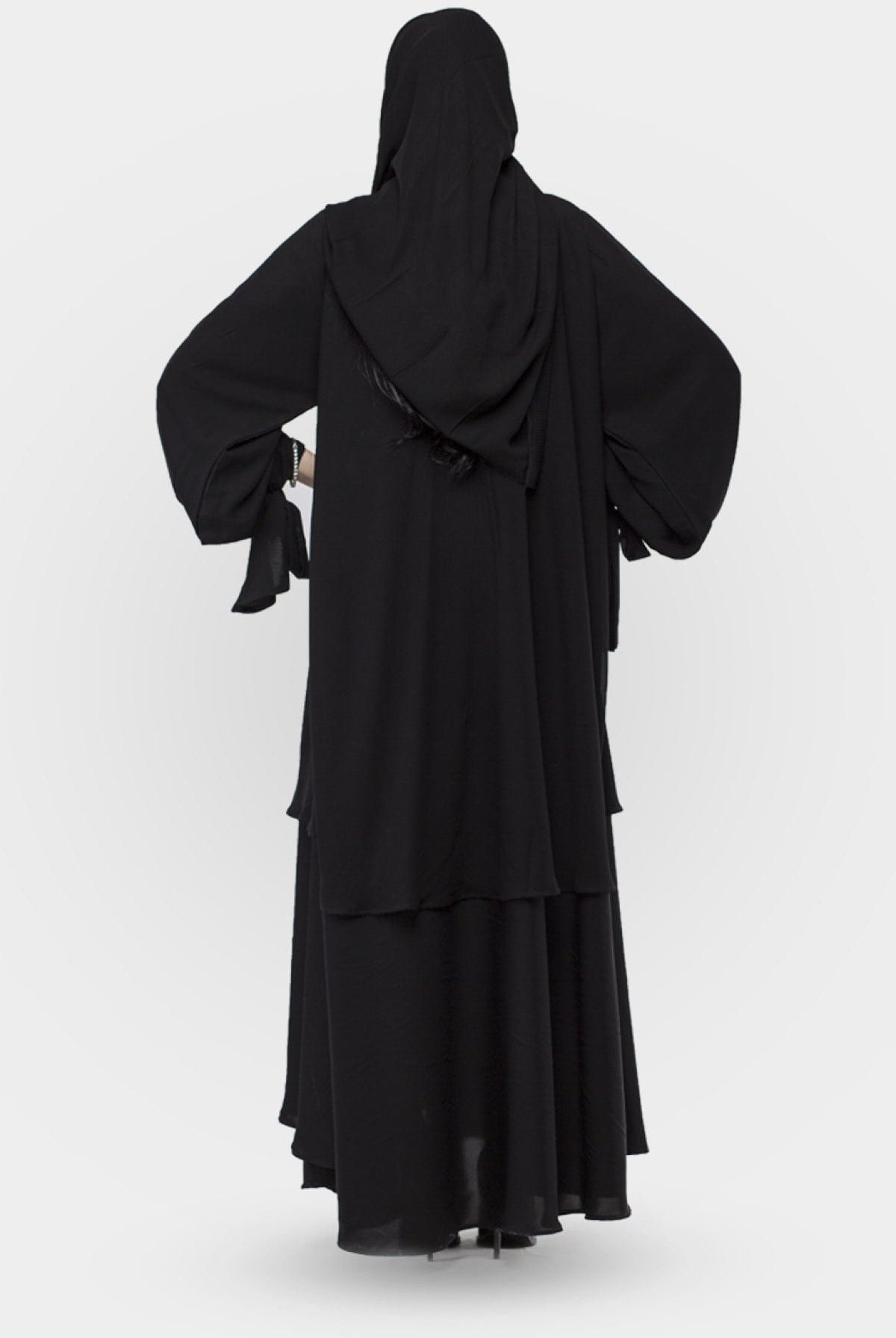 جوهرة عبايه كلوش طبقات بلاك بيري دبل بطبقة مزدوجة أسود