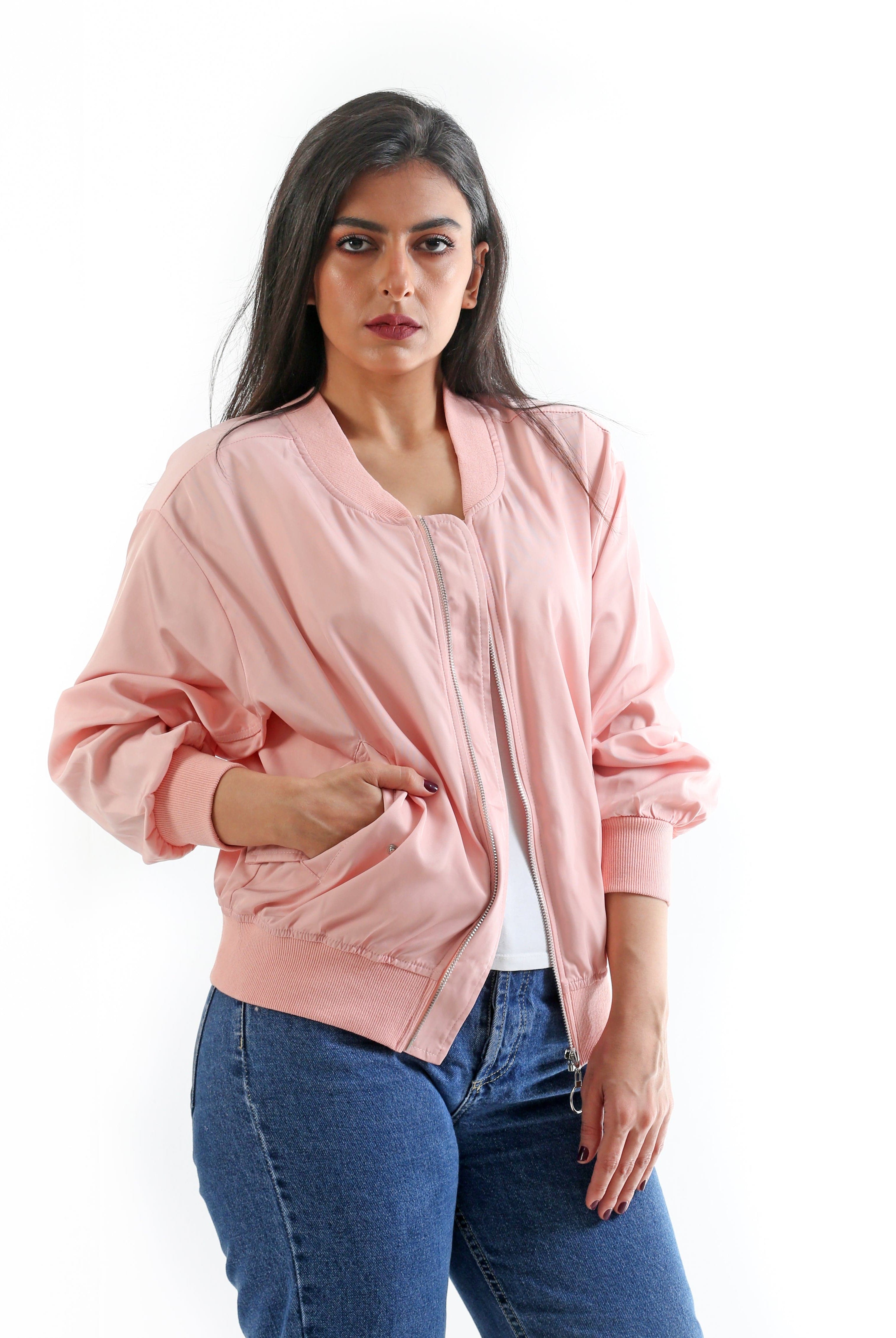 سترة سادة بسحاب بأكمام طويلة