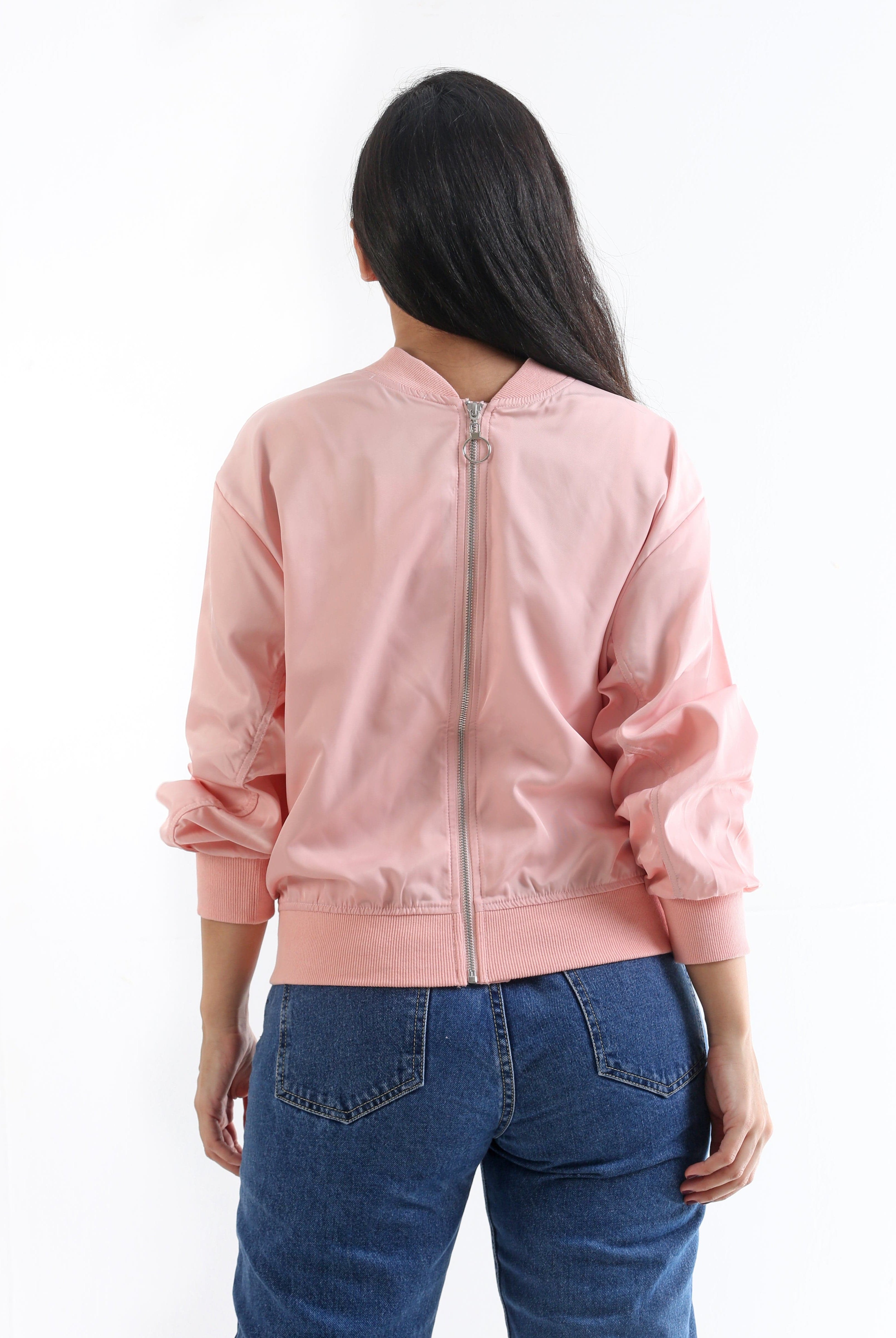 سترة سادة بسحاب بأكمام طويلة