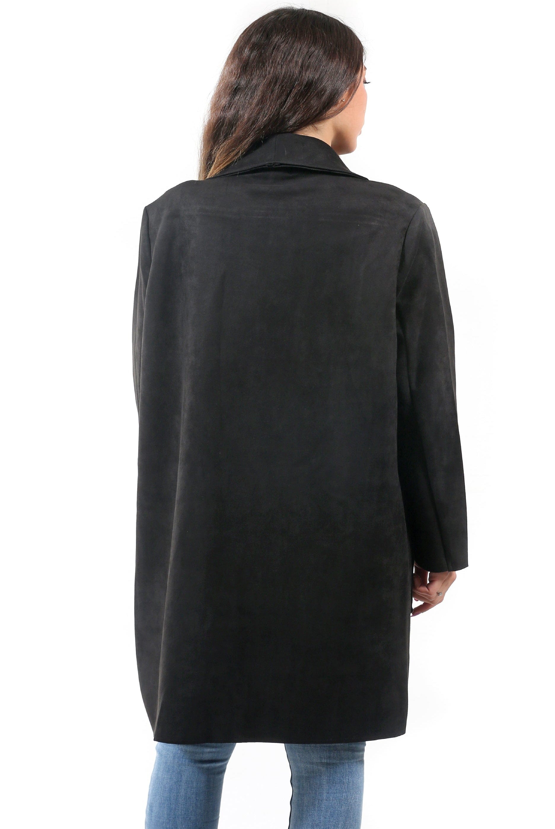 نتشي سترة سادة طويلة مفتوحة بأكمام طويلة