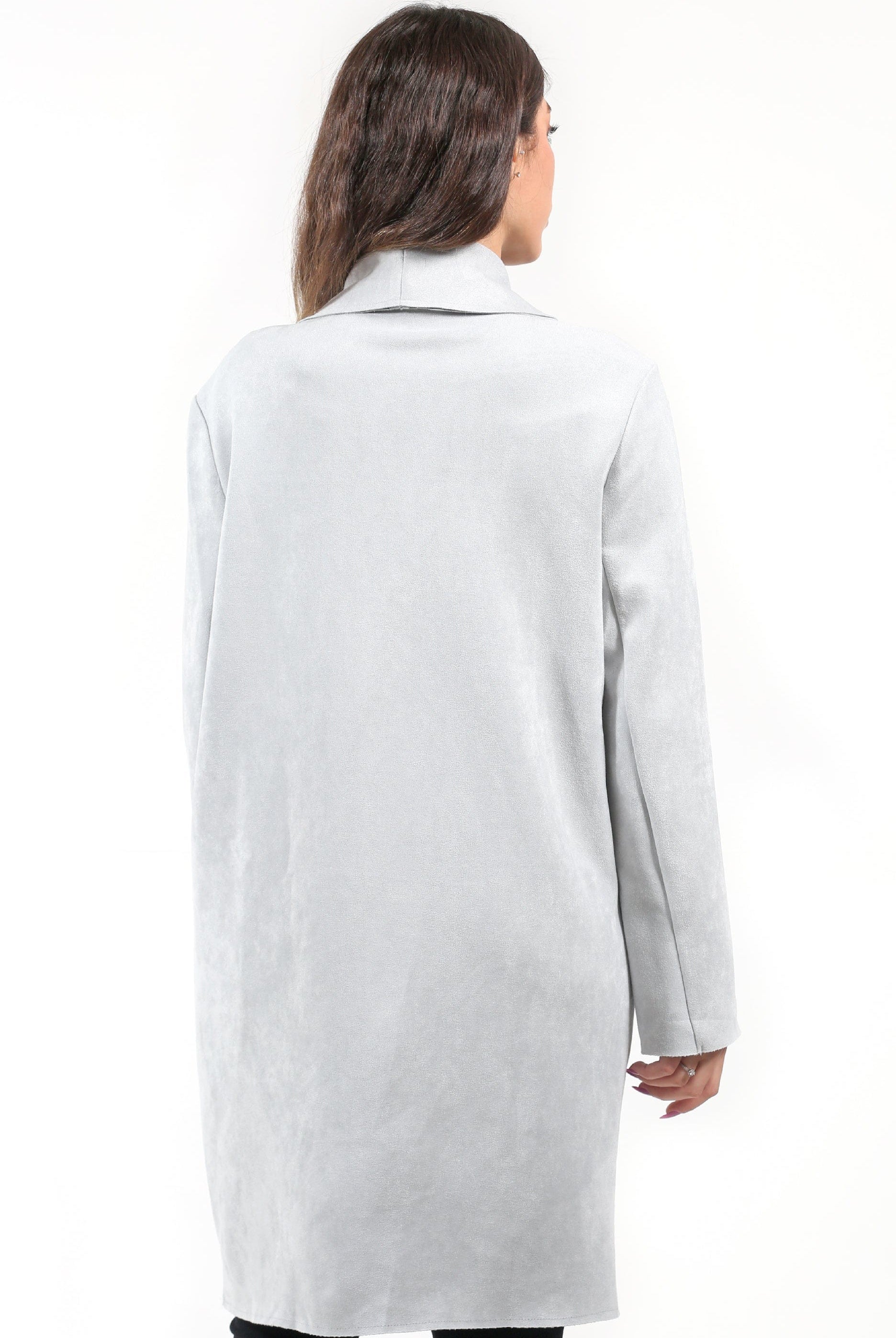 نتشي سترة سادة طويلة مفتوحة بأكمام طويلة
