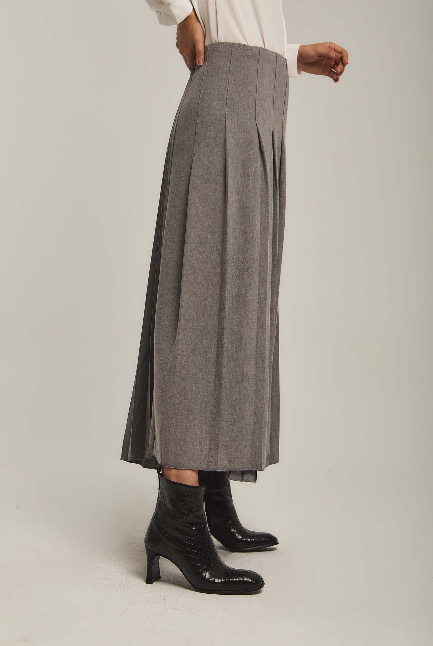 داليدرس تنورة نسائية كلوش خصر مرتفع نسائي رمادي