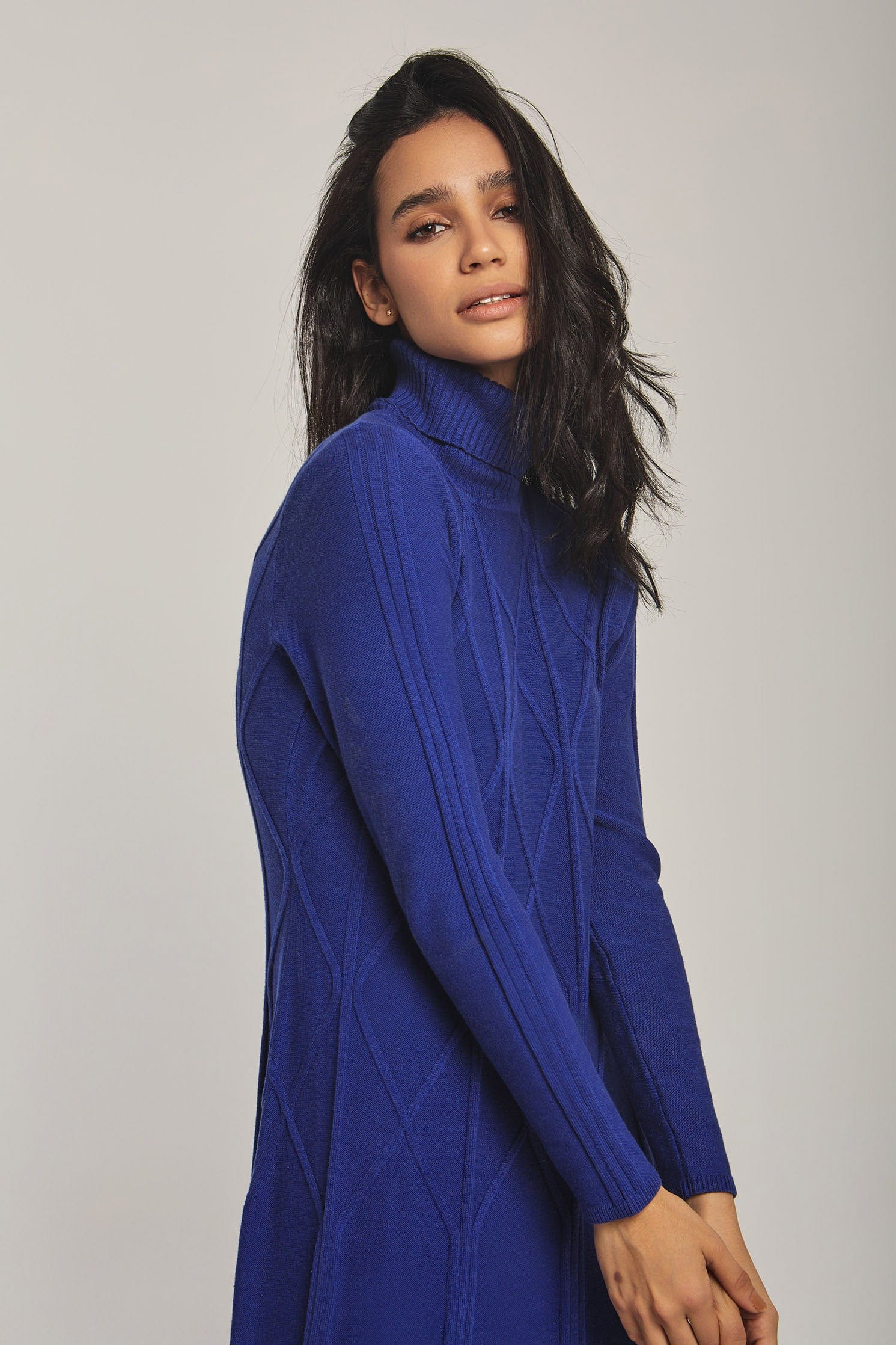 داليدرس فستان نسائي مضلع ميدي كم طويل قطن أبيض