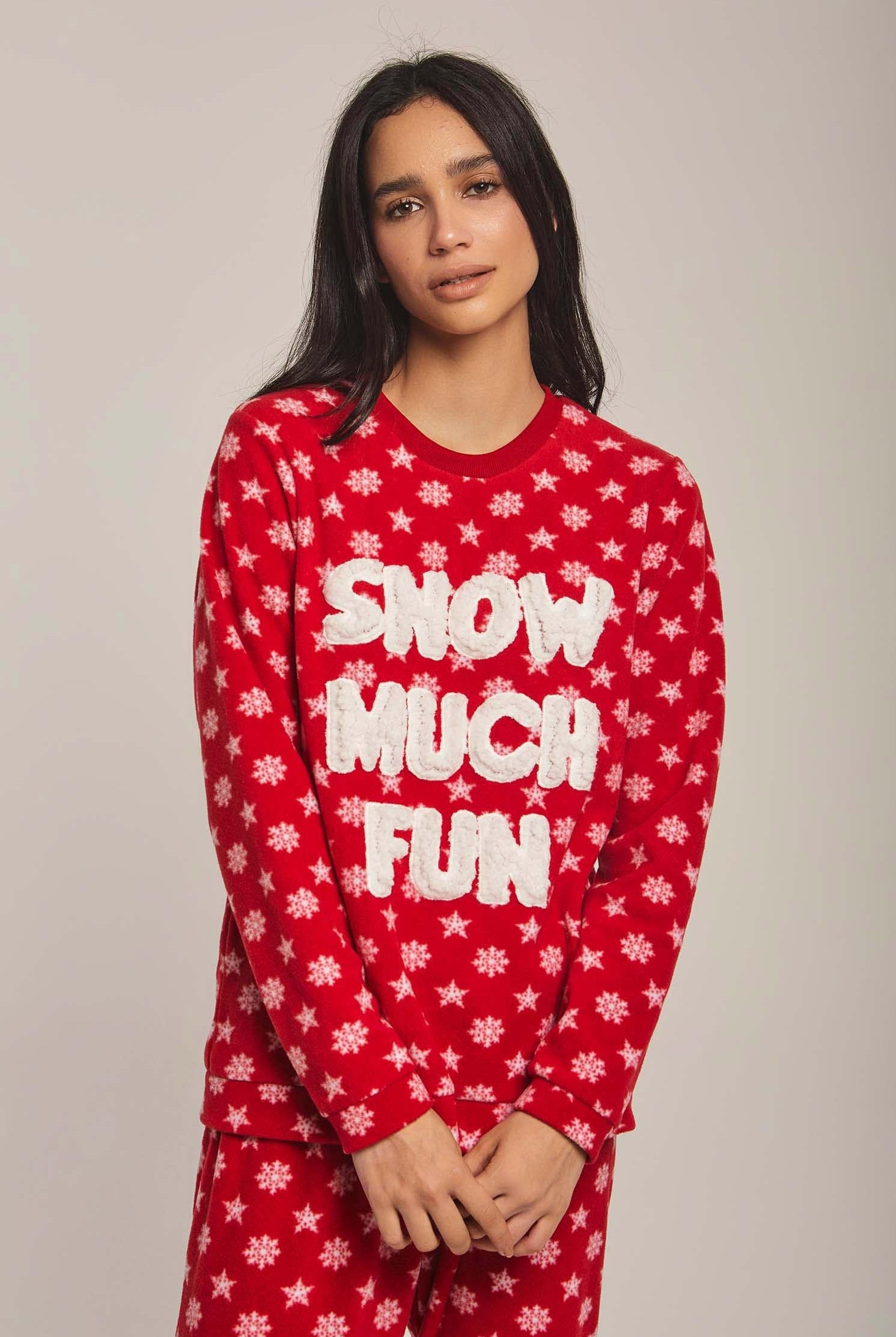 داليدرس بيجامة نسائية بنمط ثلج أحمر