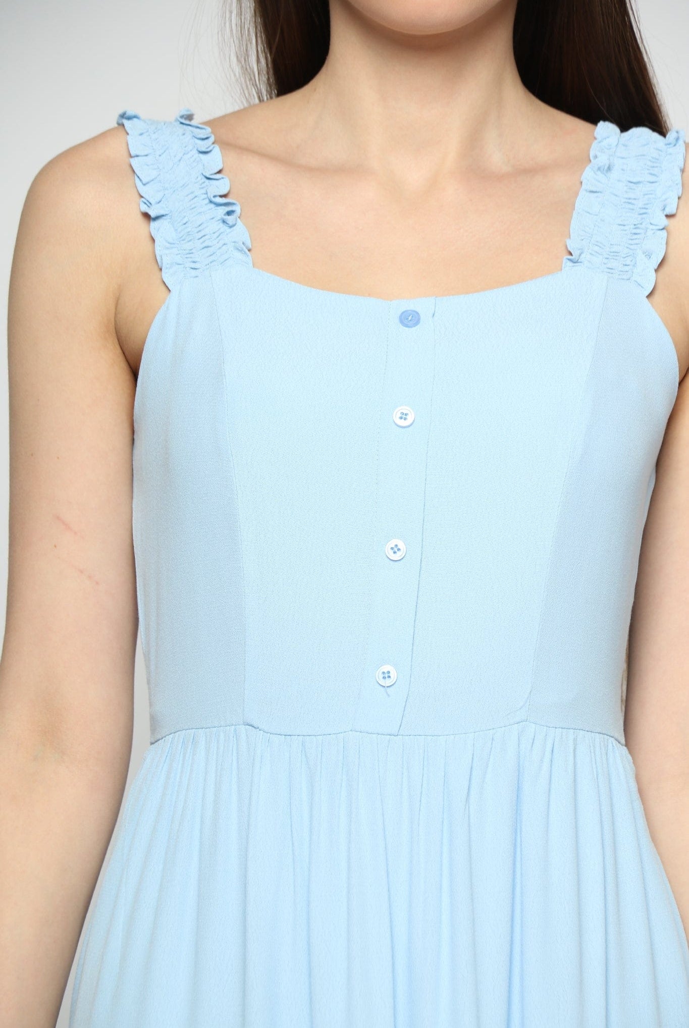 كيتشن فستان ميدي حمالات عريضة ياقة مربعة نسائي