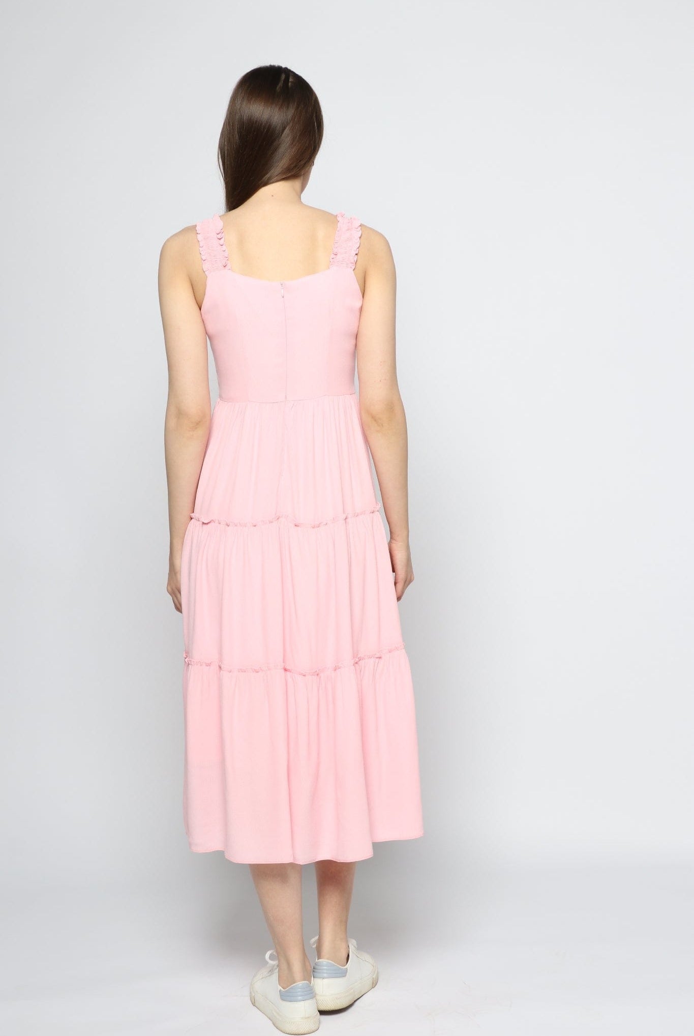 كيتشن فستان ميدي حمالات عريضة ياقة مربعة نسائي