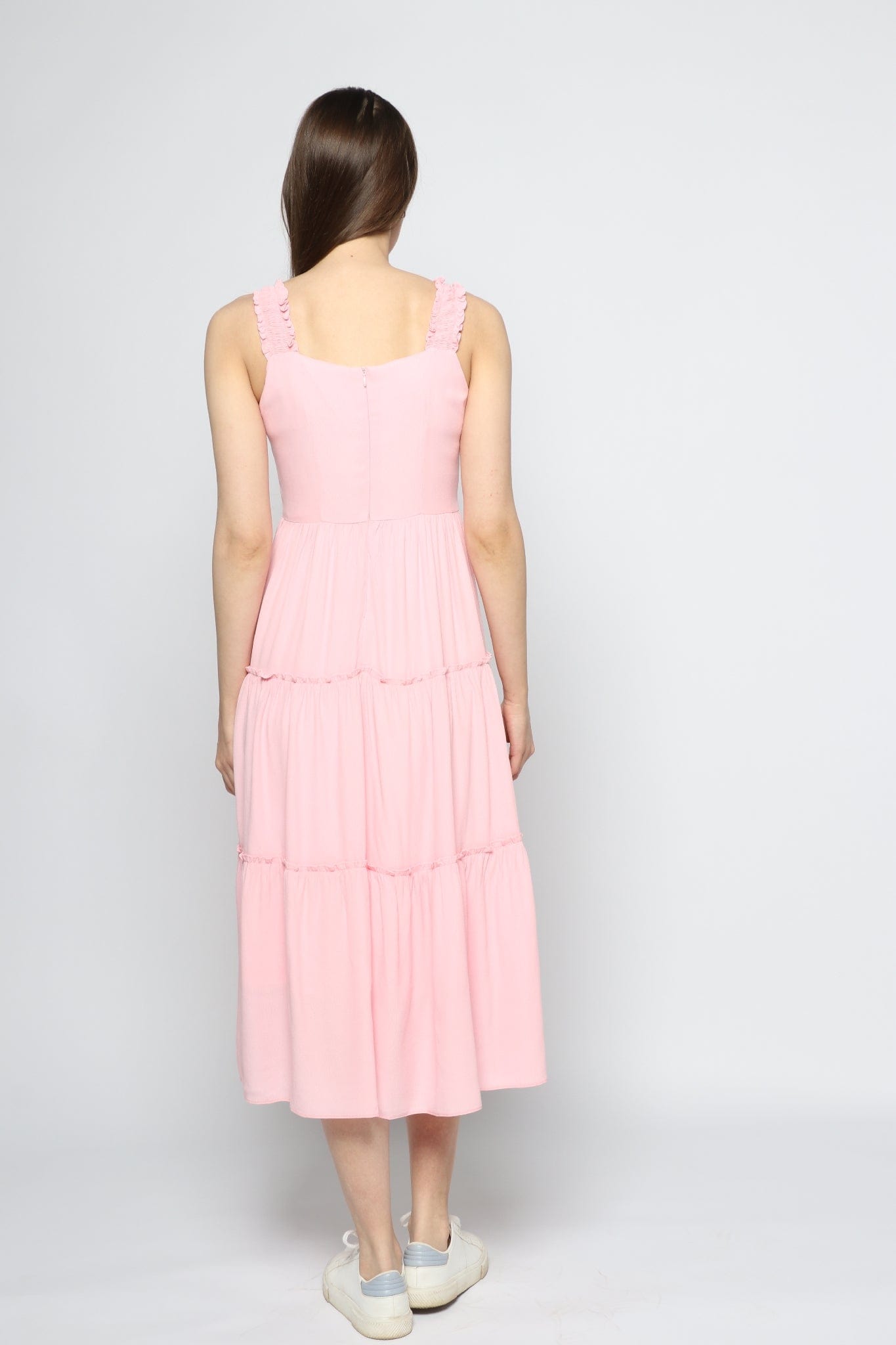 كيتشن فستان ميدي حمالات عريضة ياقة مربعة نسائي