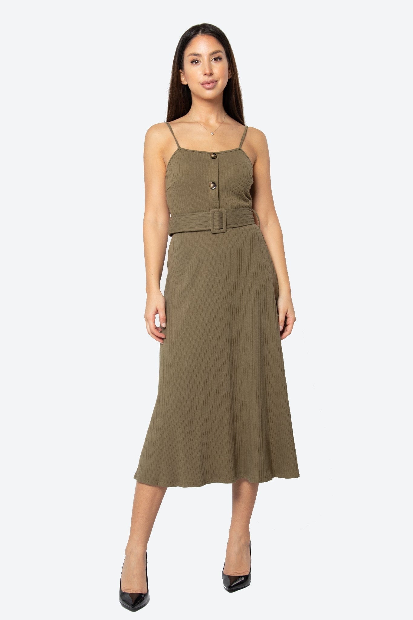 كيتشن فستان ميدي بدون أكمام سادة برباط حمالات