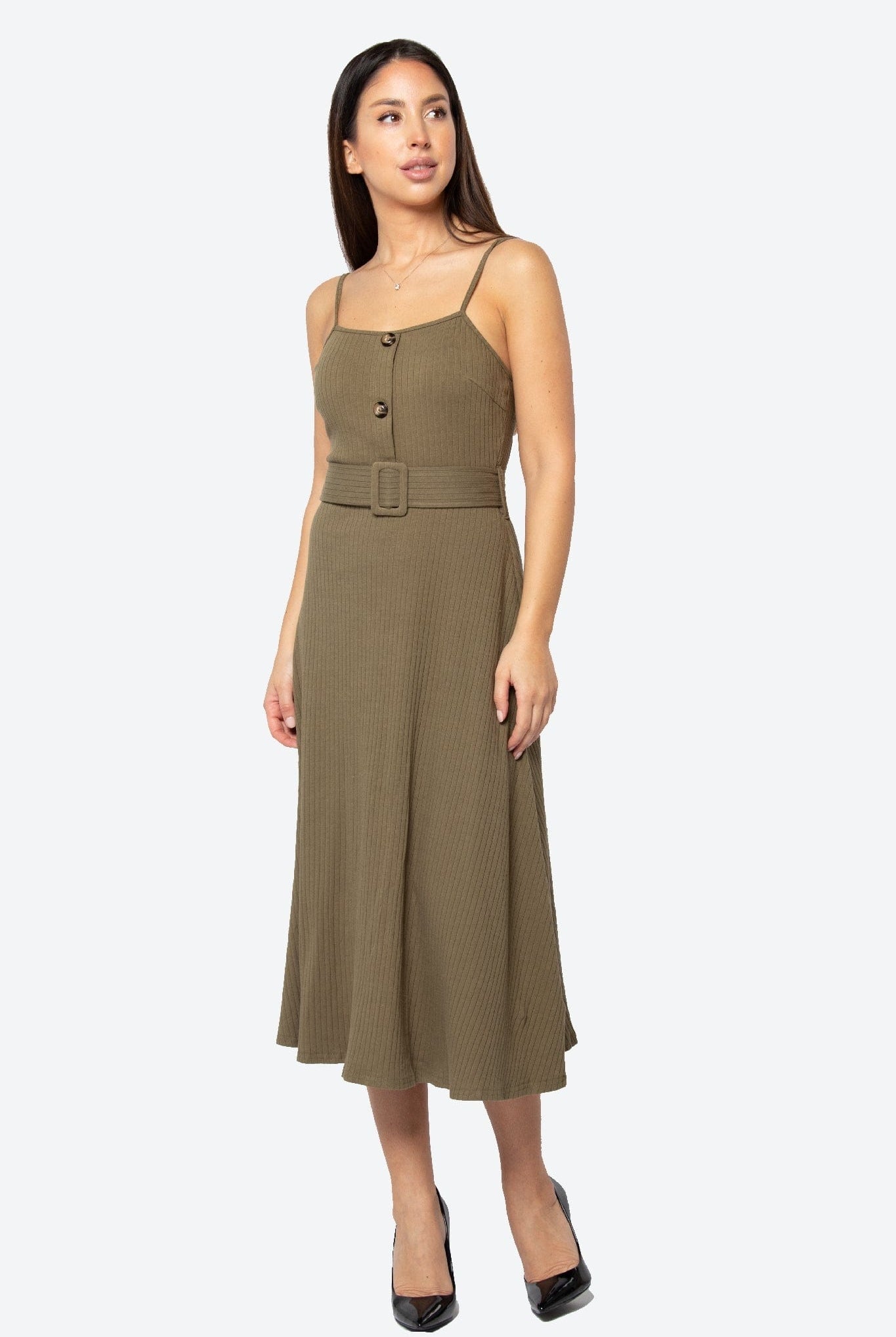 كيتشن فستان ميدي بدون أكمام سادة برباط حمالات