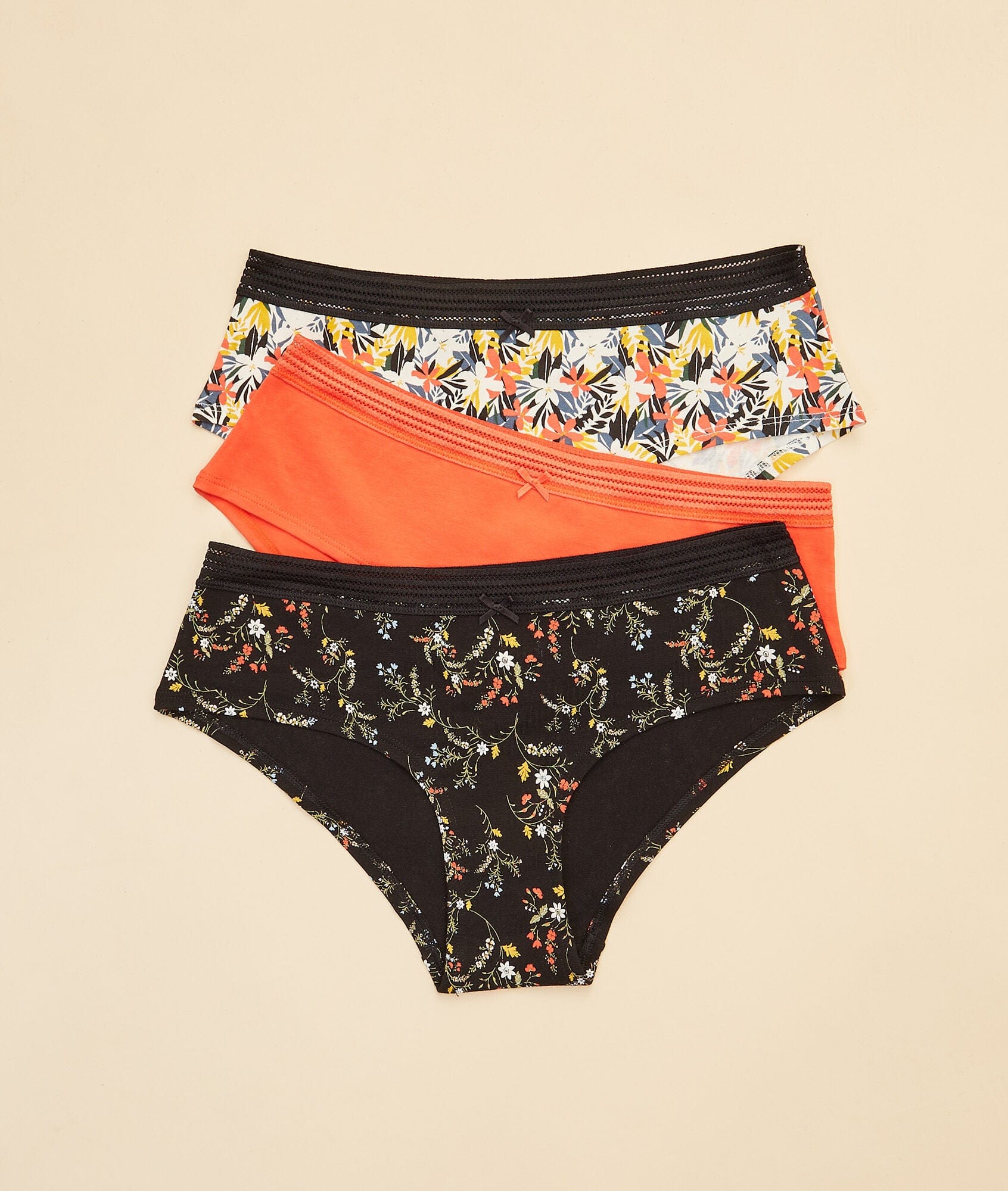 اتام سروال داخلي أسود مشجر بفيونكة نسائي أحمر