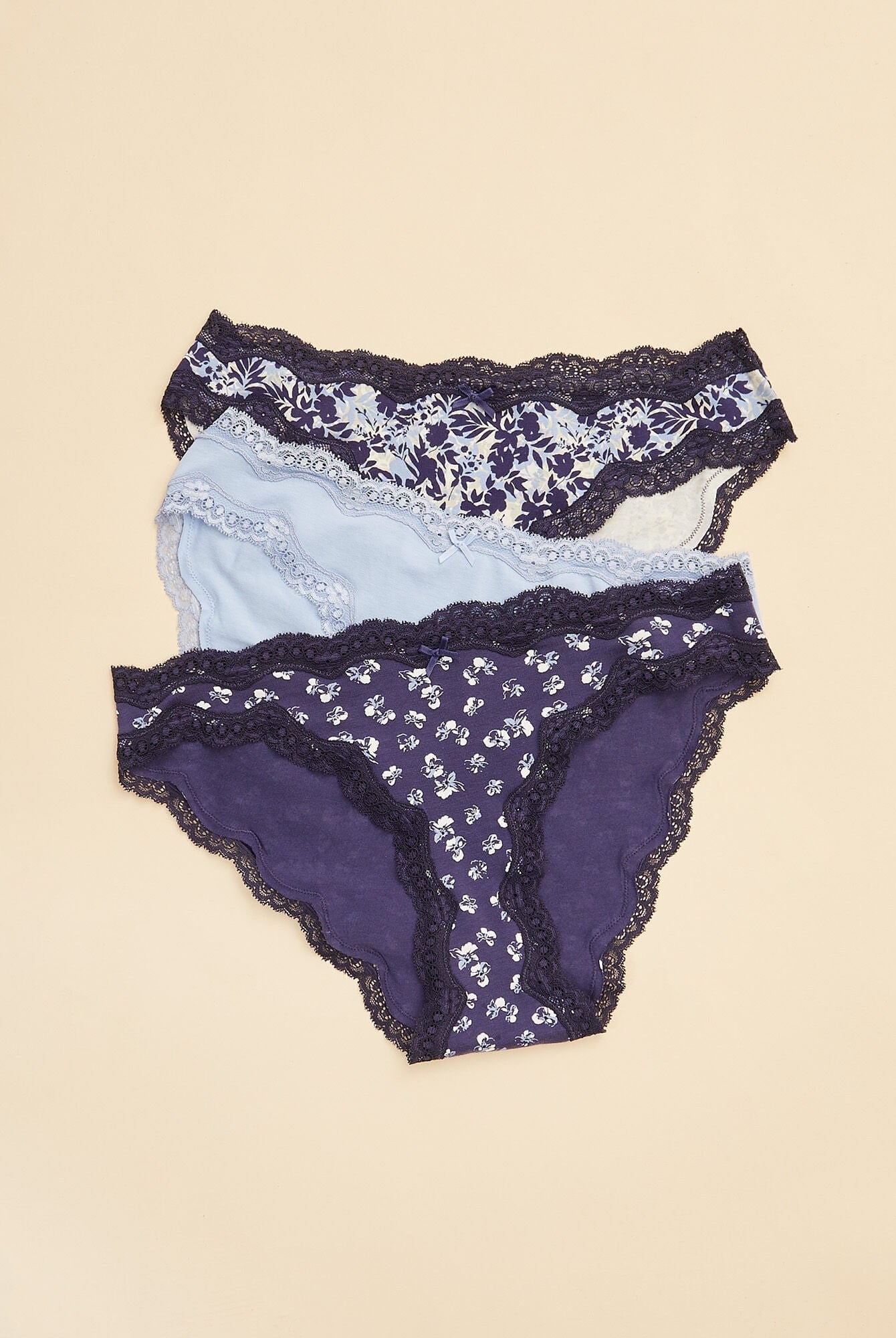 اتام سروال مشجر مزين بدانتيل نسائي أزرق غامق