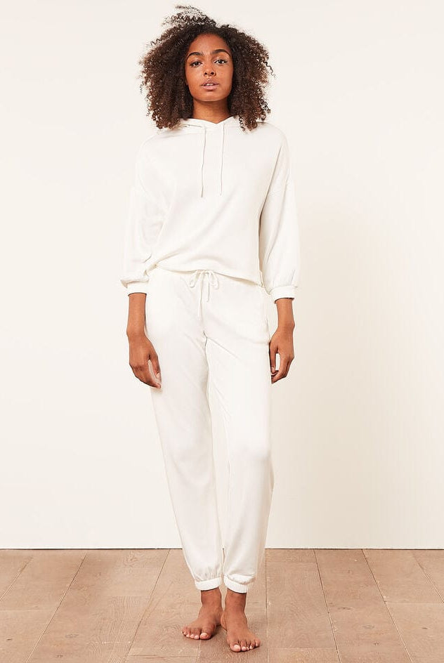 اتام سويت بانتس رياضي طويل واسع مع رباط على الخصر نسائي بيج فاتح