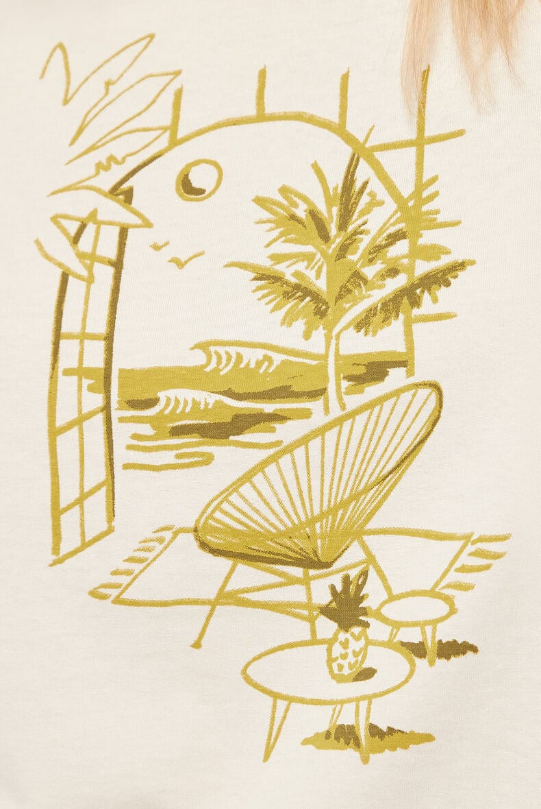 اتام تيشيرت بطبعة على الصدر كم قصير نسائي