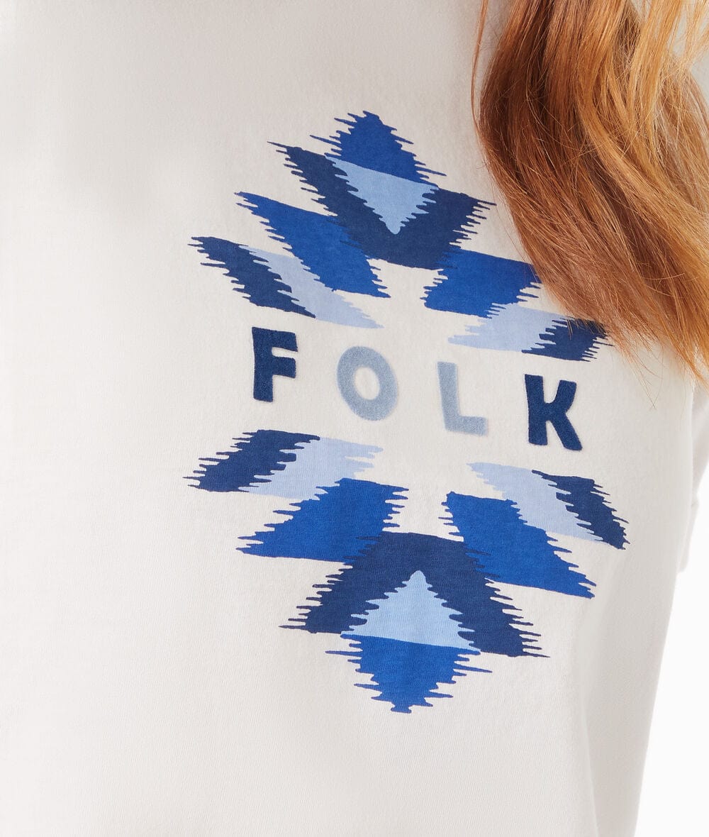 اتام تيشيرت بطبعة على الصدر نسائي بيج فاتح