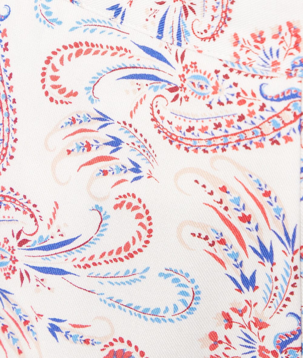 اتام بنطلون بيجامة طويل منقوش واسع حريمي بيج فاتح