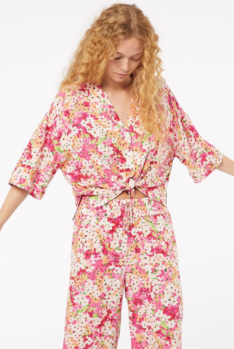 اتام بنطلون بيجامة مورد طويل برباط على الخصر نسائي متعدد الألوان