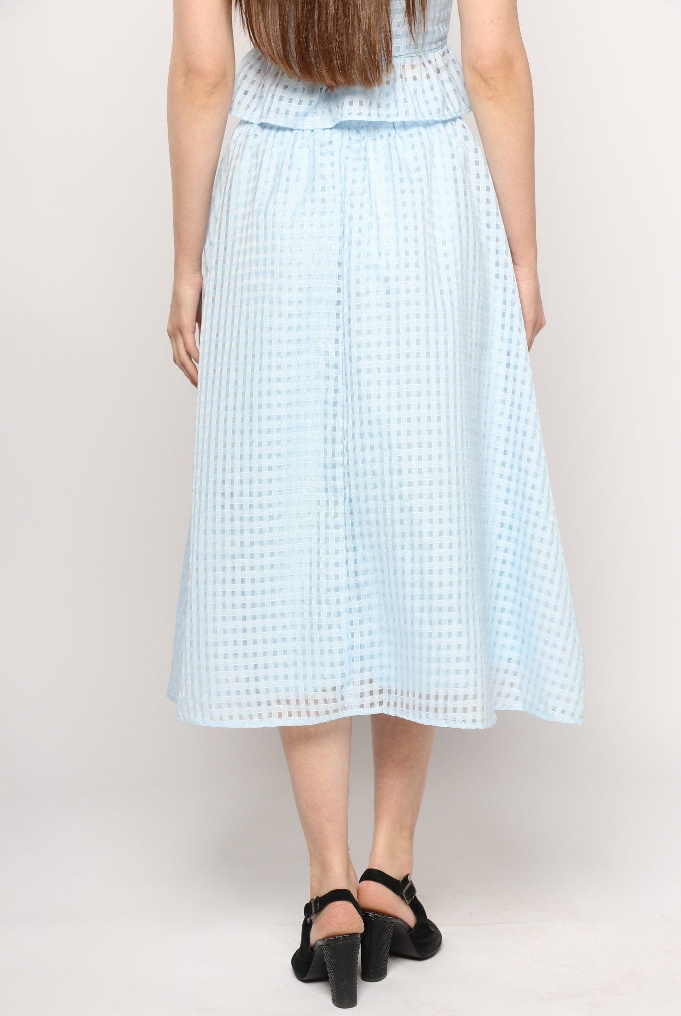 كيتشن تنورة ميدي واسعة مخرمة مبطنة