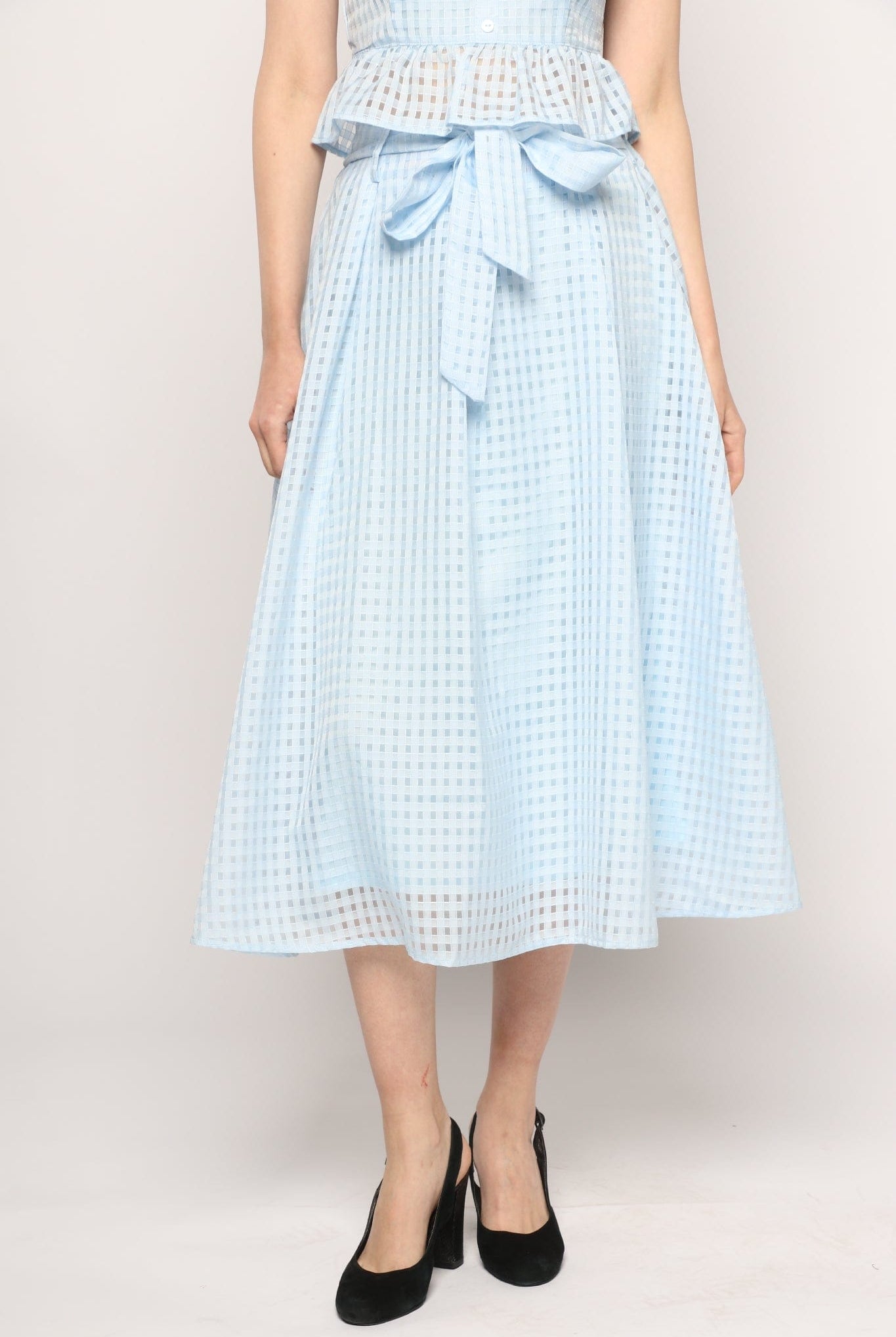 كيتشن تنورة ميدي واسعة مخرمة مبطنة