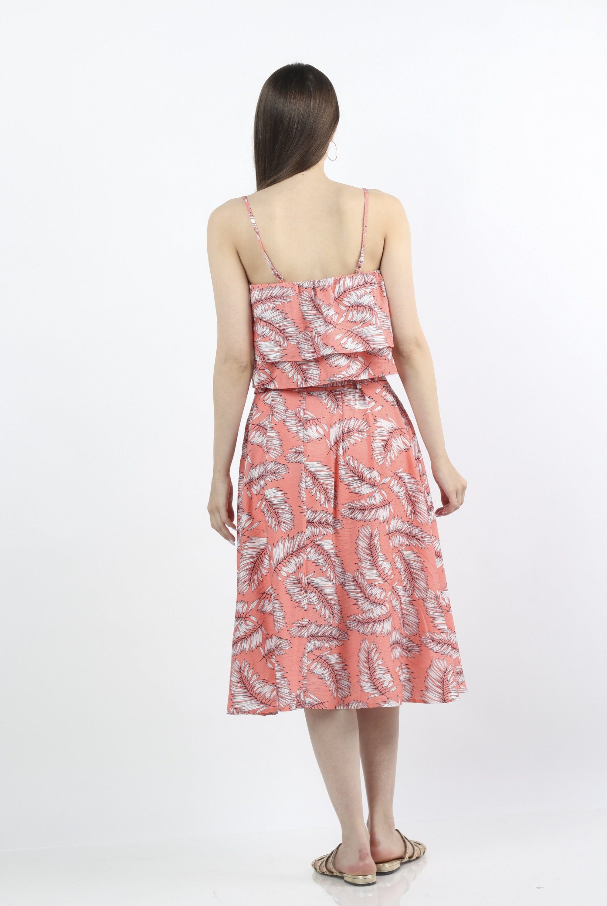 كيتشن تنورة ميدي مورد واسعة بكسرات بحزام عريض