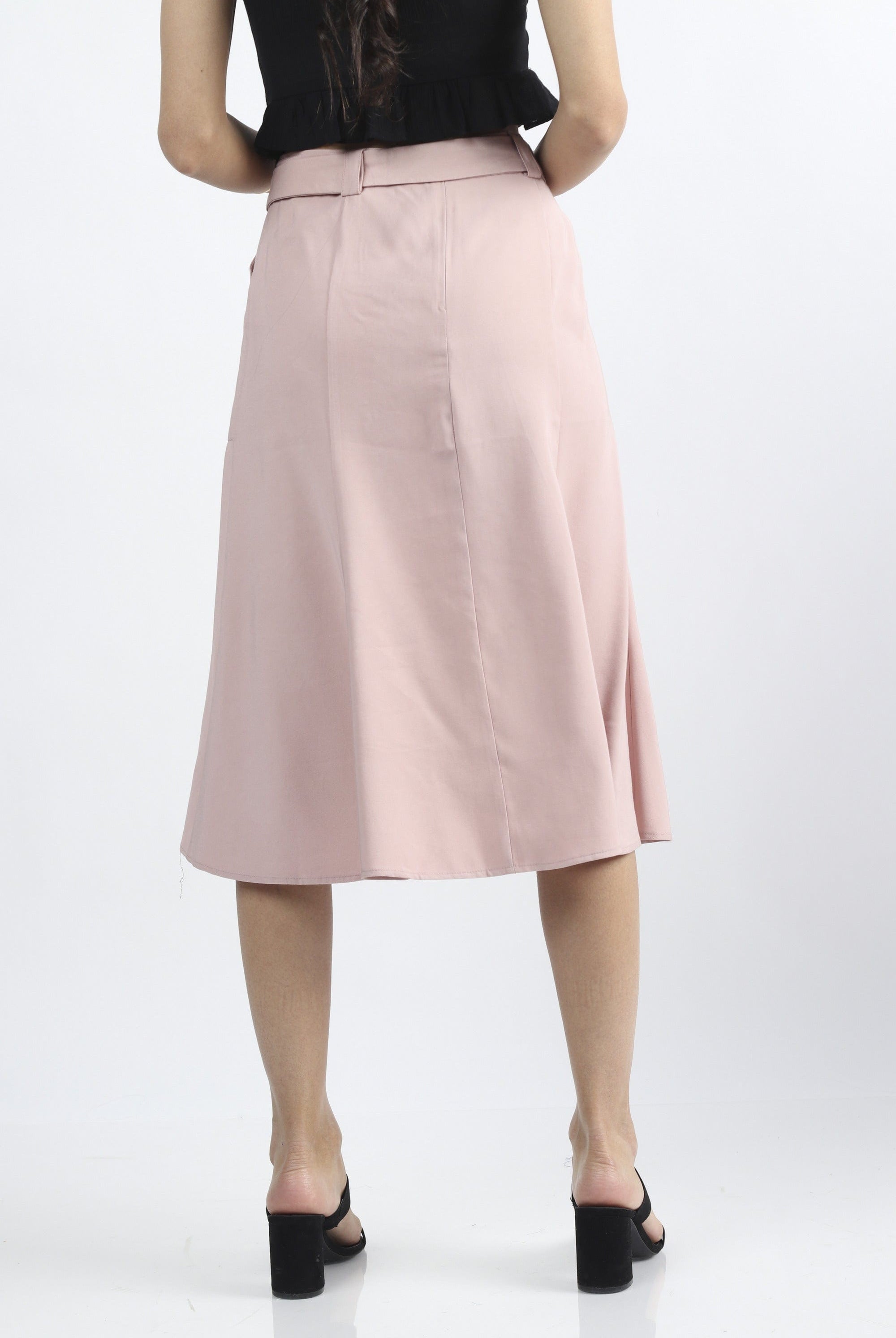 كيتشن تنورة ميدي بحزام خصر عريض مزودة بجيوب