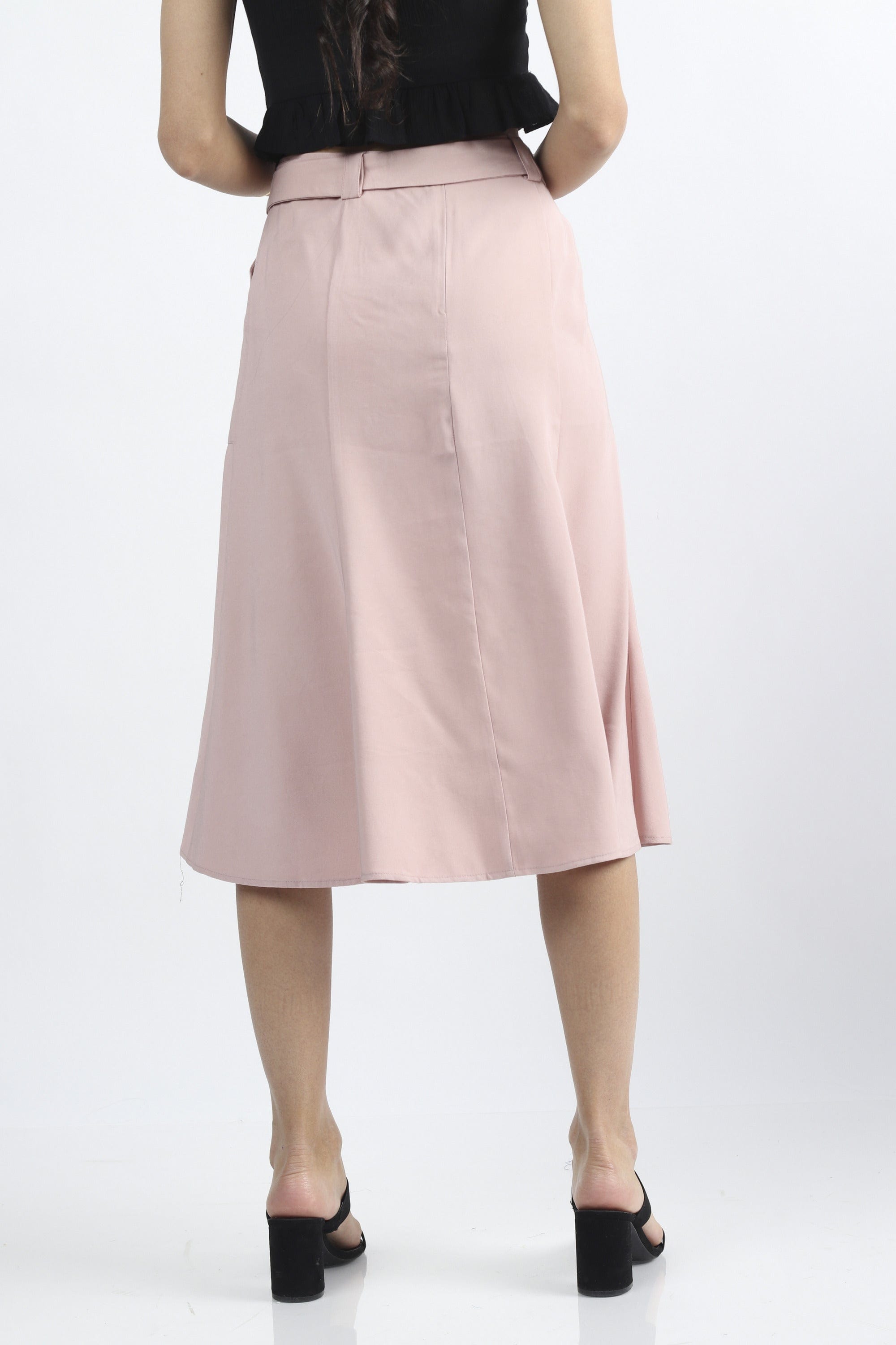 كيتشن تنورة ميدي بحزام خصر عريض مزودة بجيوب