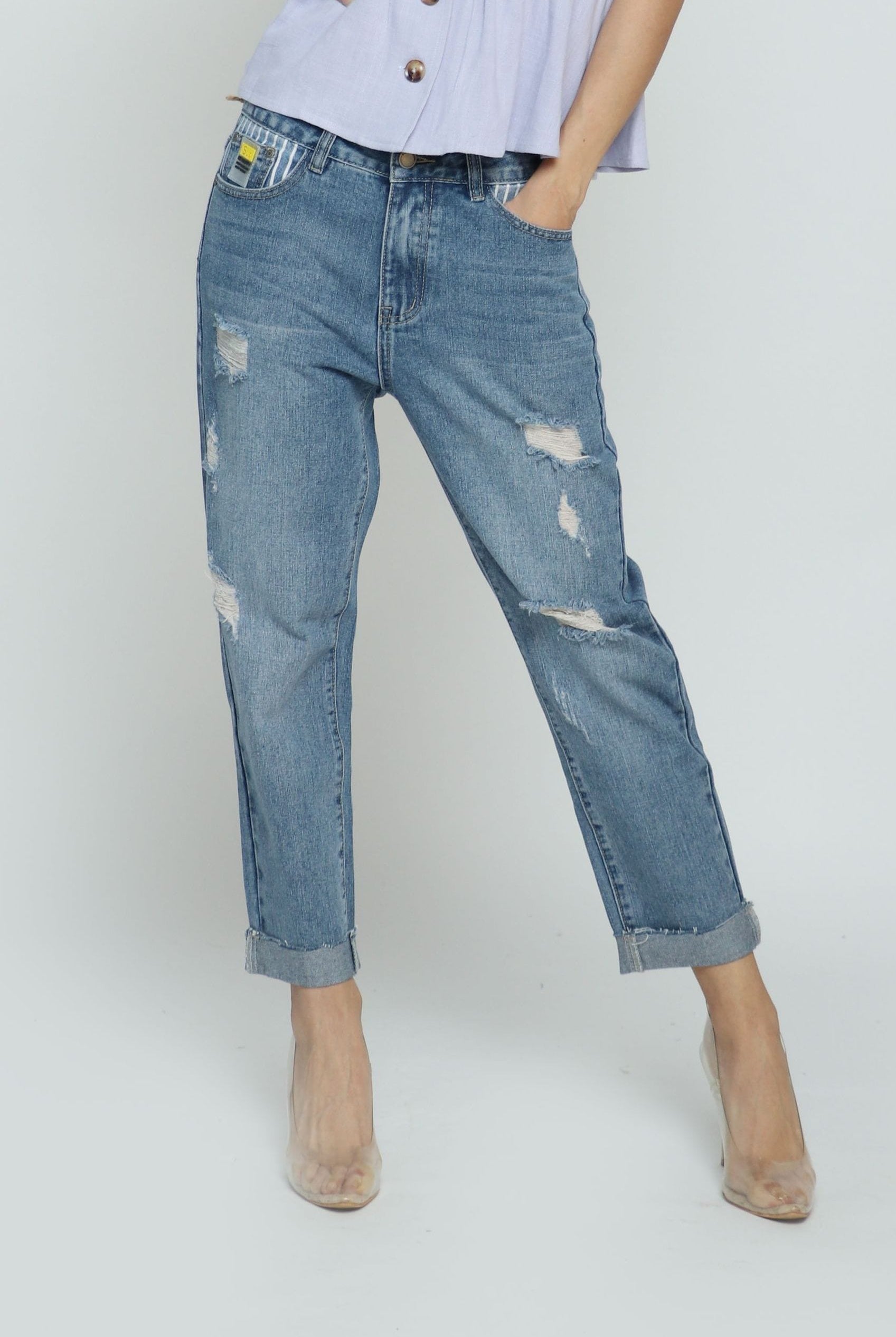 كيتشن بنطلون بوي فريند مقطع طويل نسائي