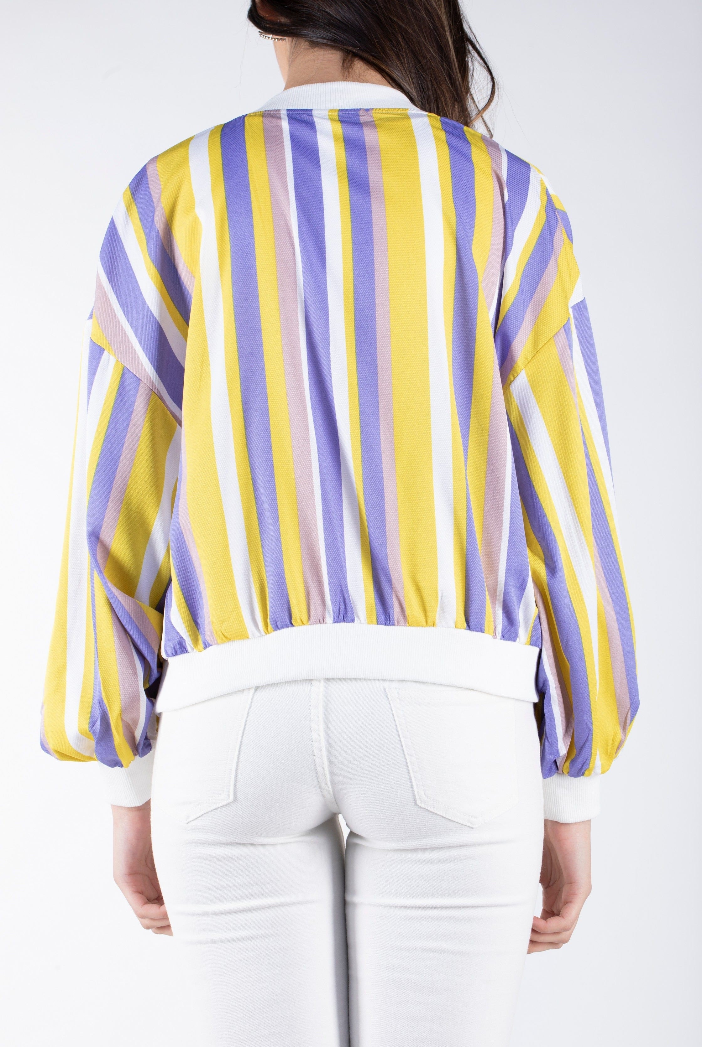 كيتشن جاكيت ملون بسحاب كم طويل نسائي بنفسجي