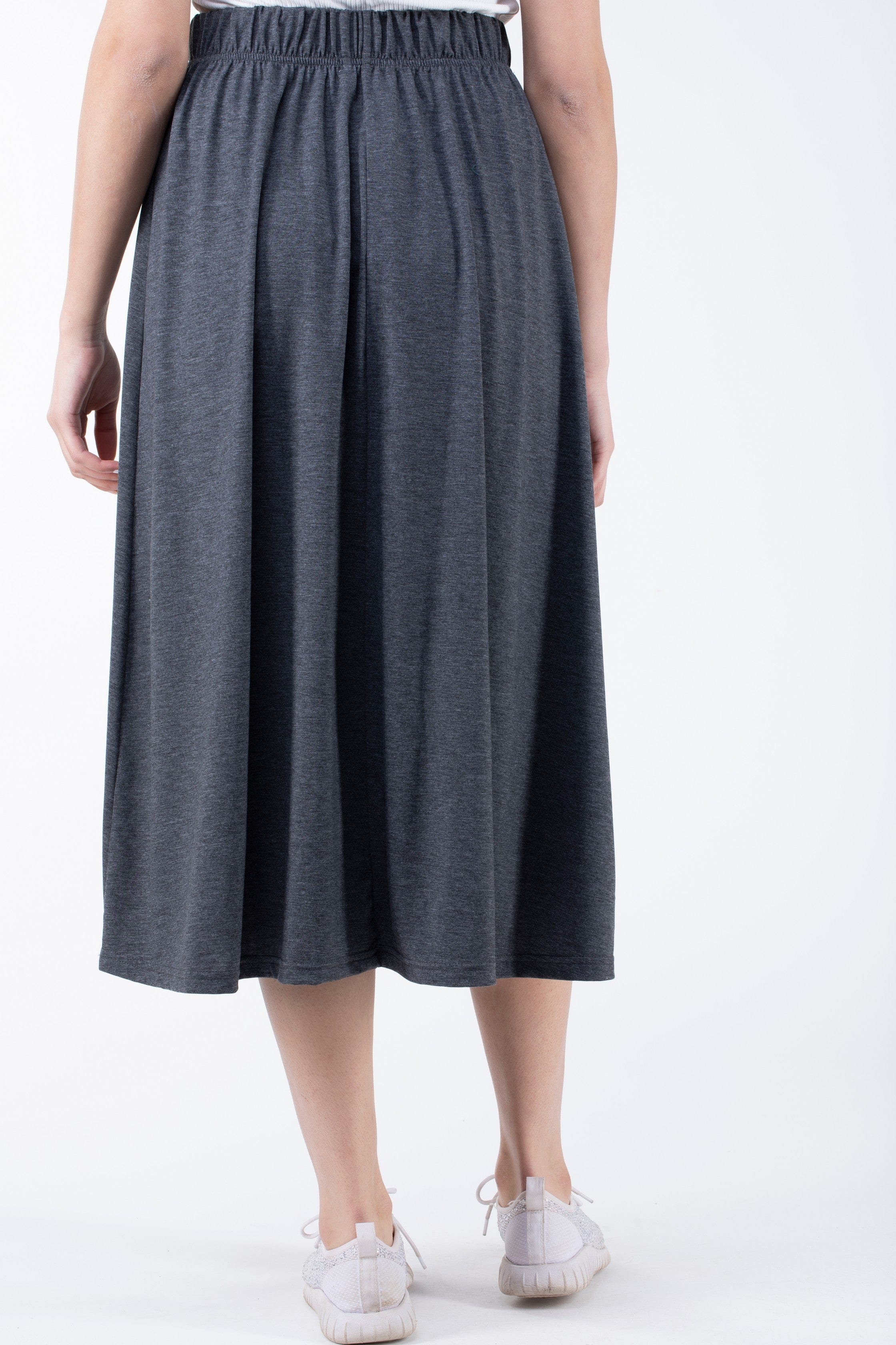 ميكا تنورة ميدي قطن سادة بخصر مطاط