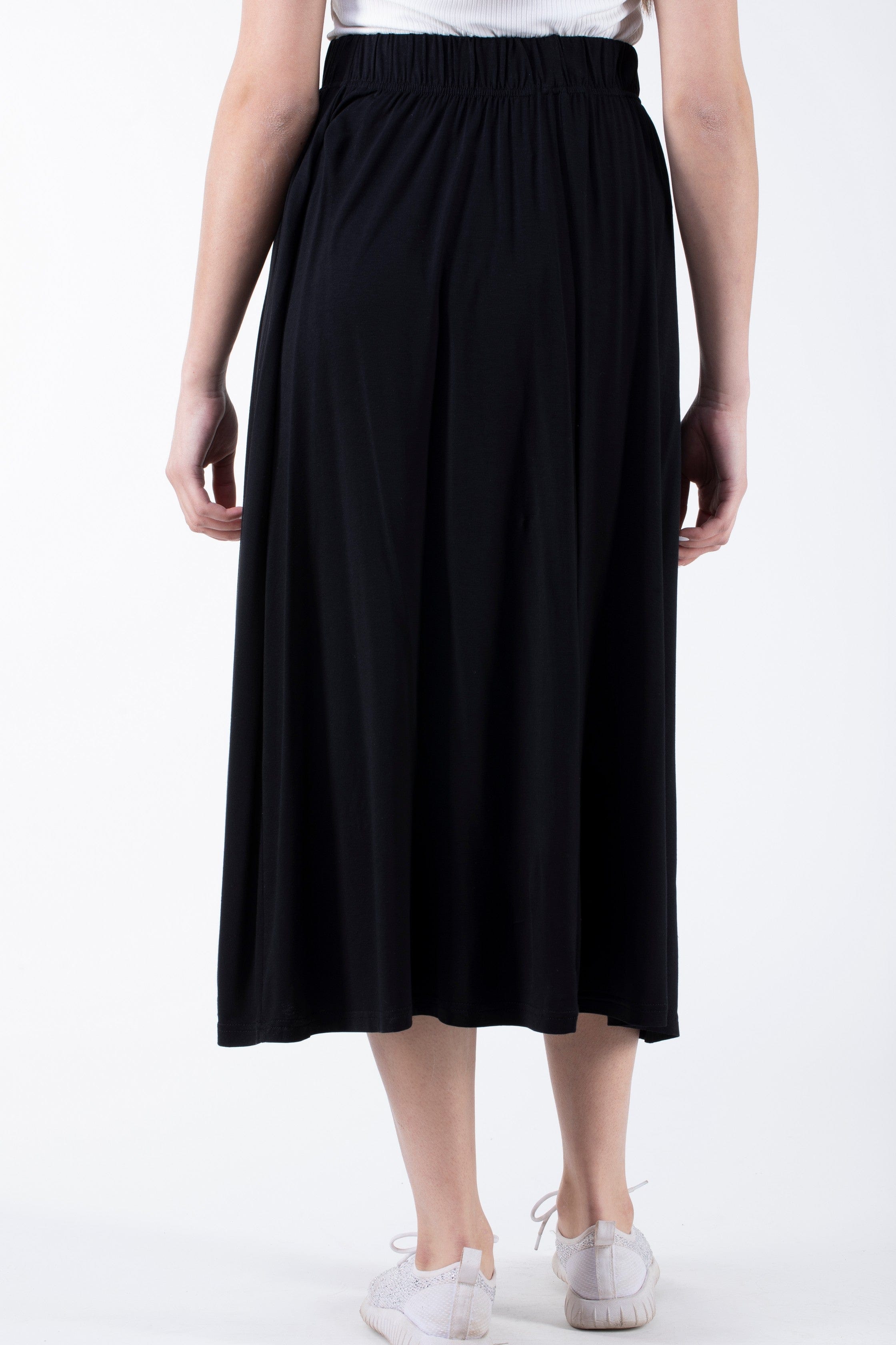 ميكا تنورة ميدي قطن سادة بخصر مطاط