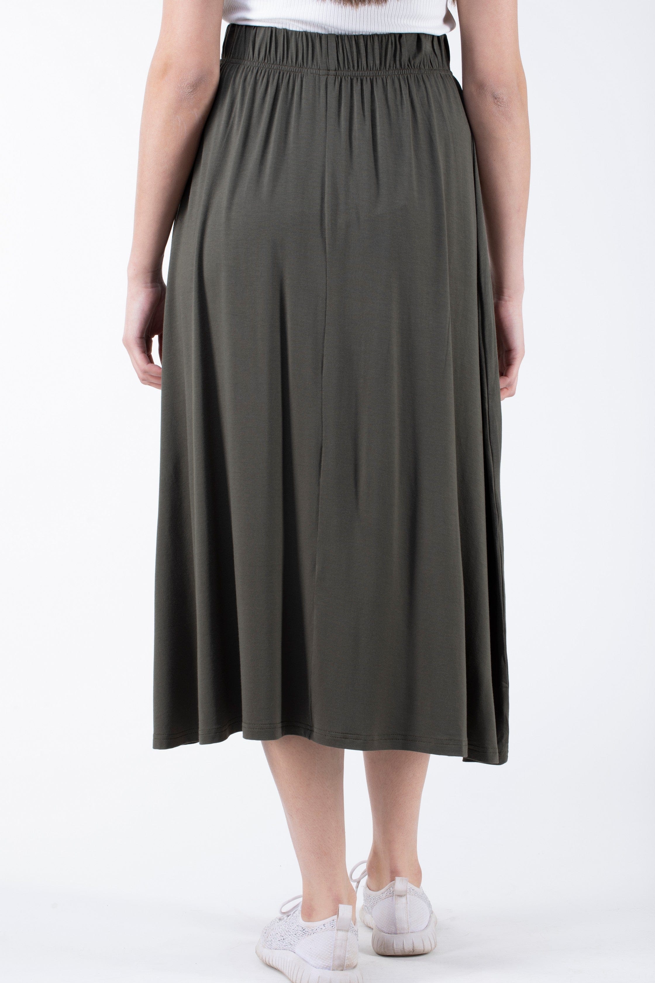 ميكا تنورة ميدي قطن سادة بخصر مطاط