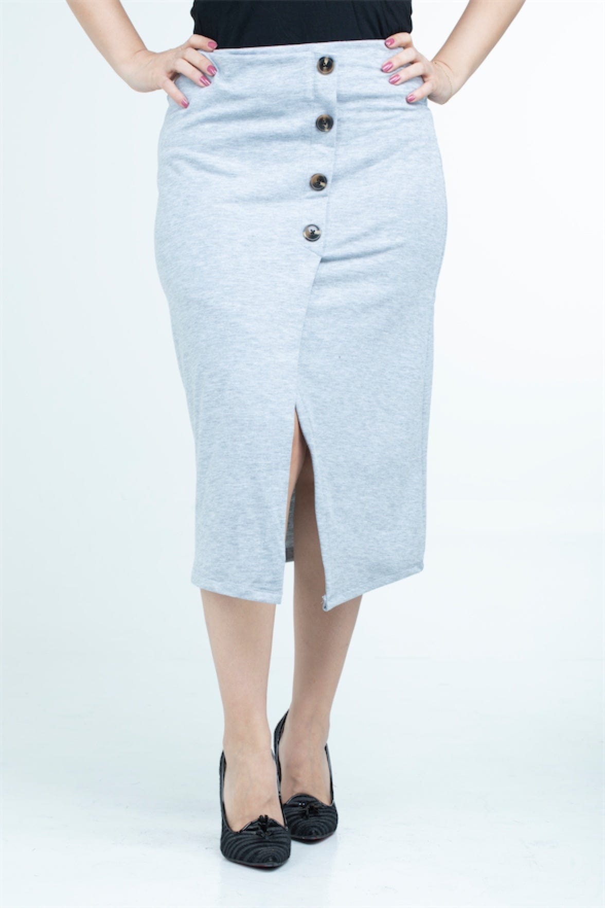 كيتشن تنورة ميدي مفتوحة من الأمام بزراير