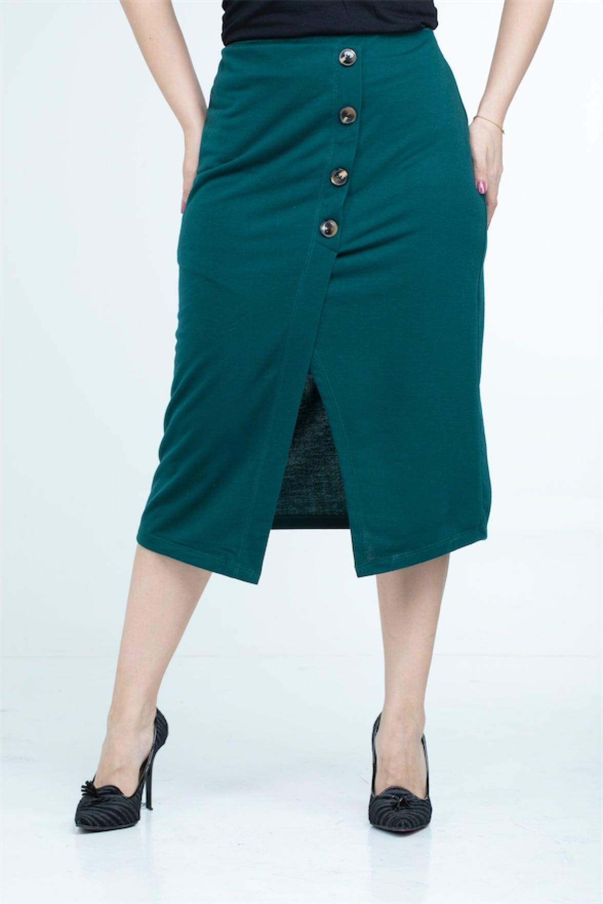 كيتشن تنورة ميدي مفتوحة من الأمام بزراير