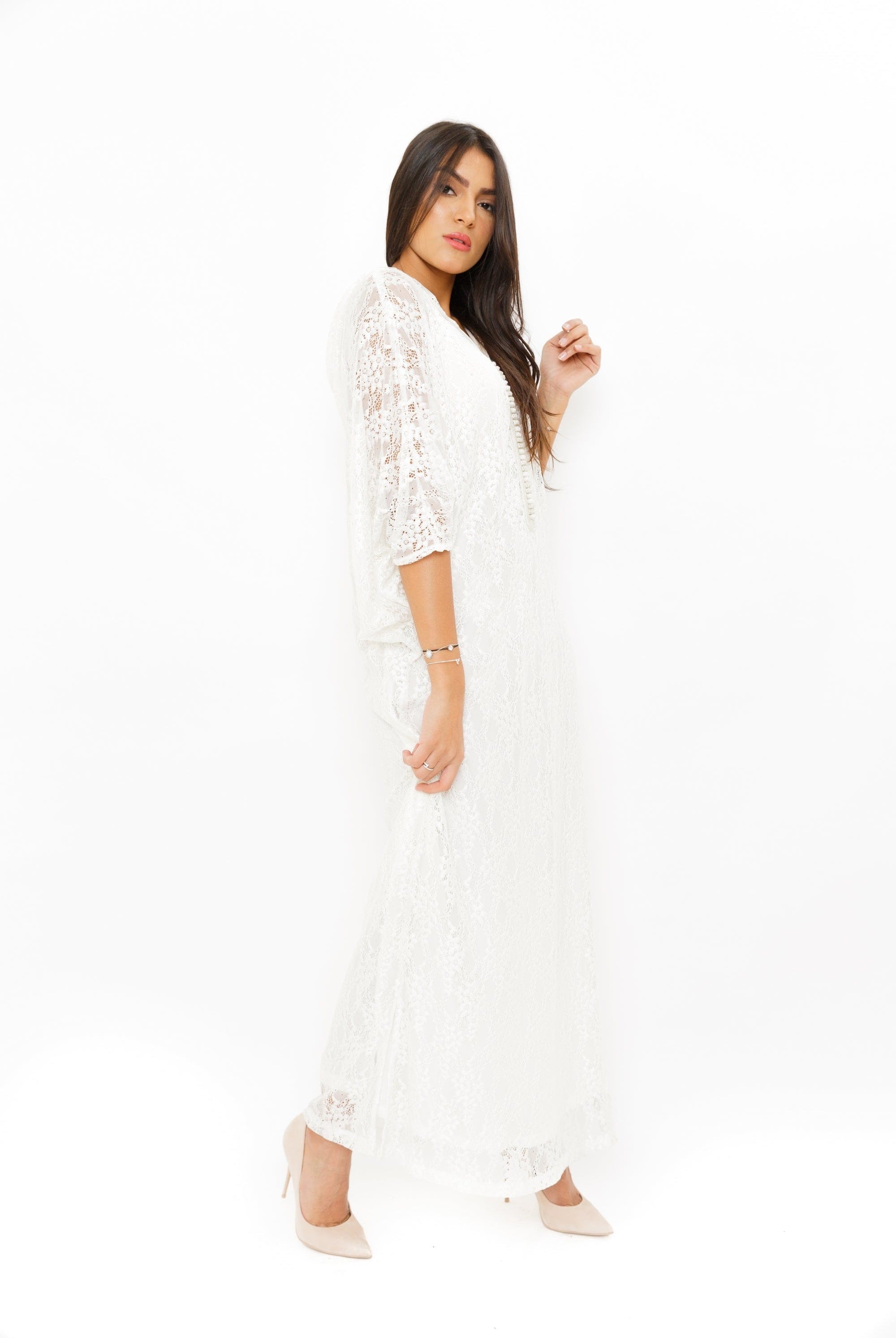 ديامانتين عباية دانتيل شفافة 3/4 كم نسائي