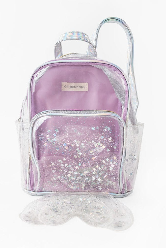 جينجرسنابس حقيبة بناتي ظهر شفافة وردي مزينة بالنجوم قوس قزح