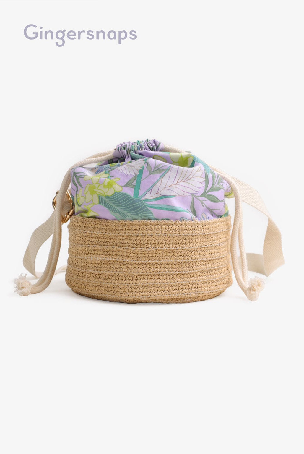 جينجرسنابس شنطة خوص قماش منقوش بناتي متعدد الألوان