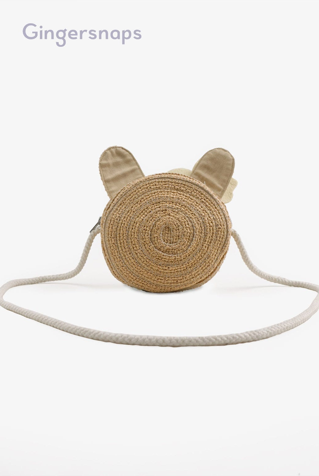 جينجرسنابس شنطة خوص على شكل دائري مزينة بوردة بناتي طبيعي