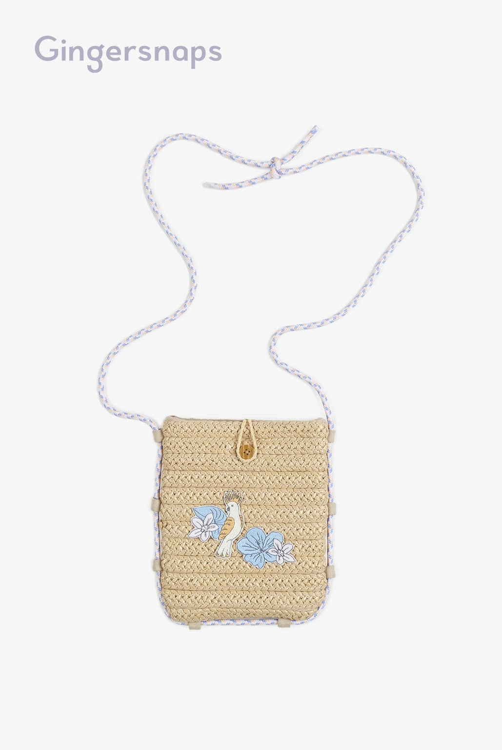 جينجرسنابس حقيبة بناتي خوص برسمة طاووس بيج